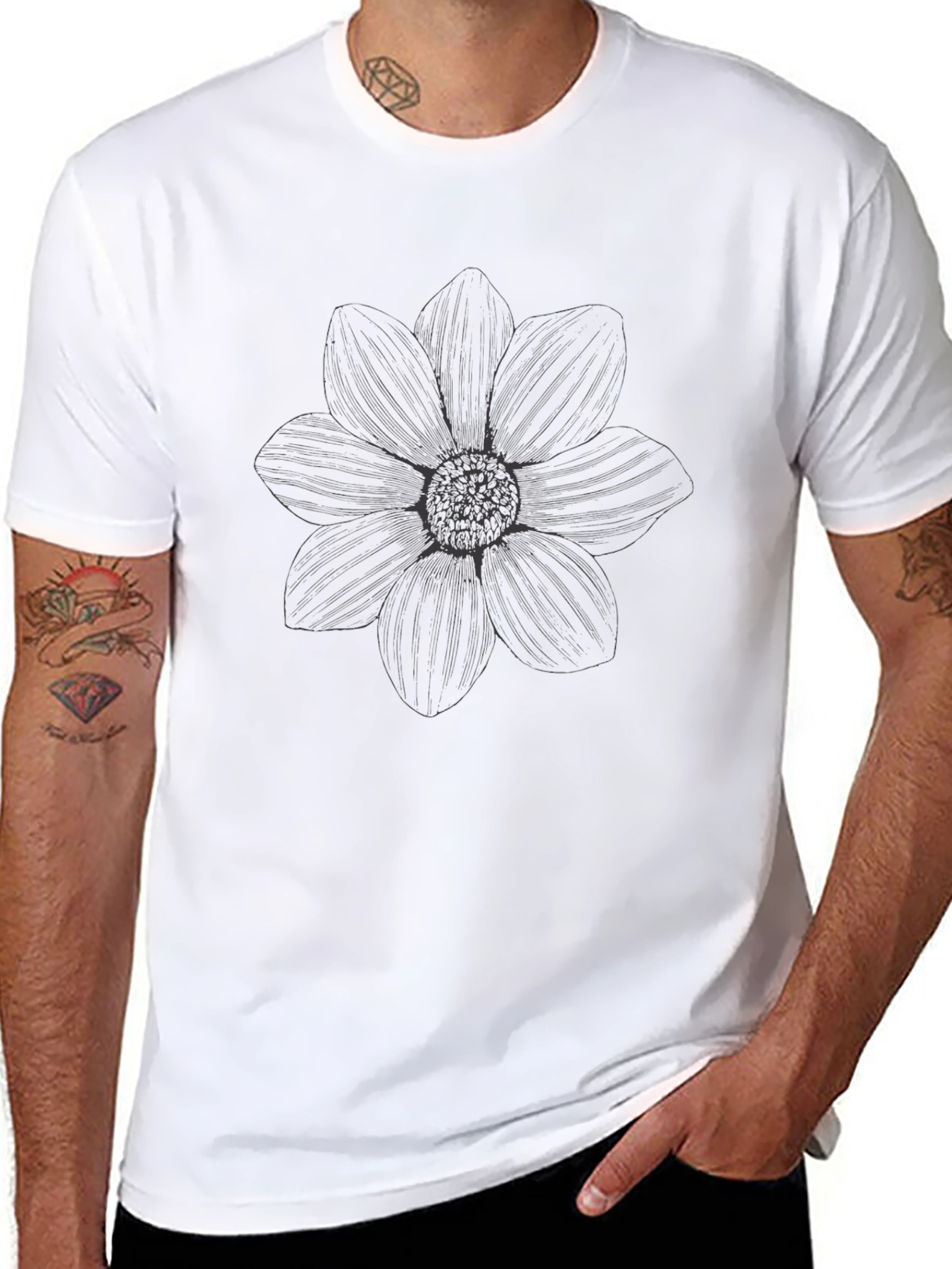 Black Flower Graphic T-Shirt