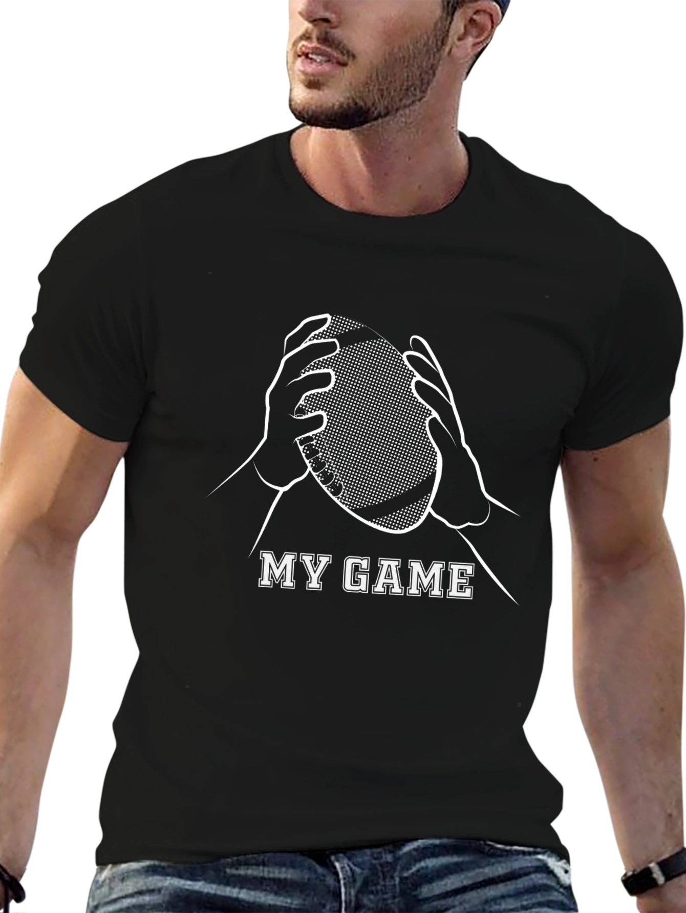 My Game Black Cotton Graphic Tee