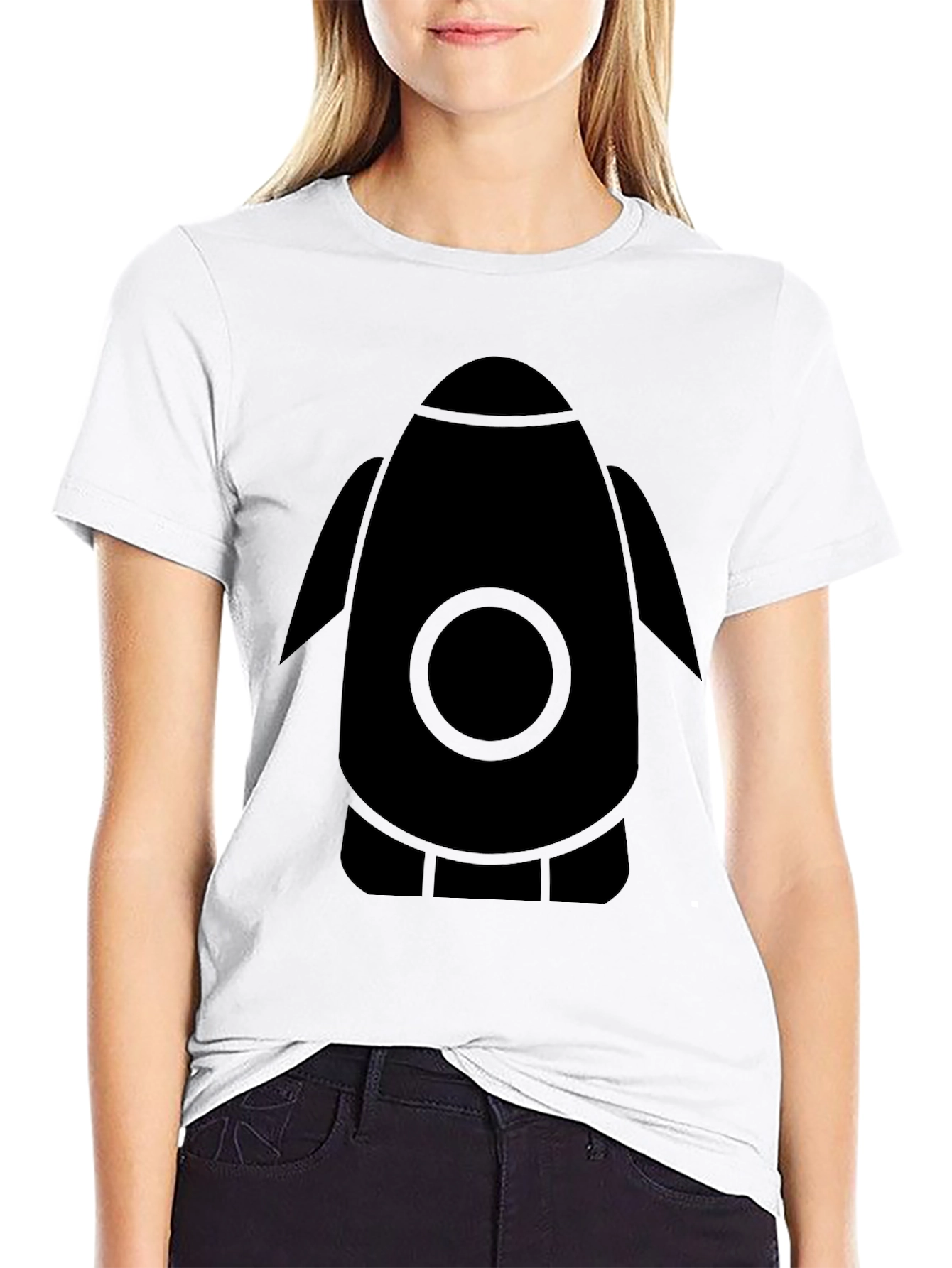Rocket Graphic Black T-Shirt - Space Enthusiast Tee
