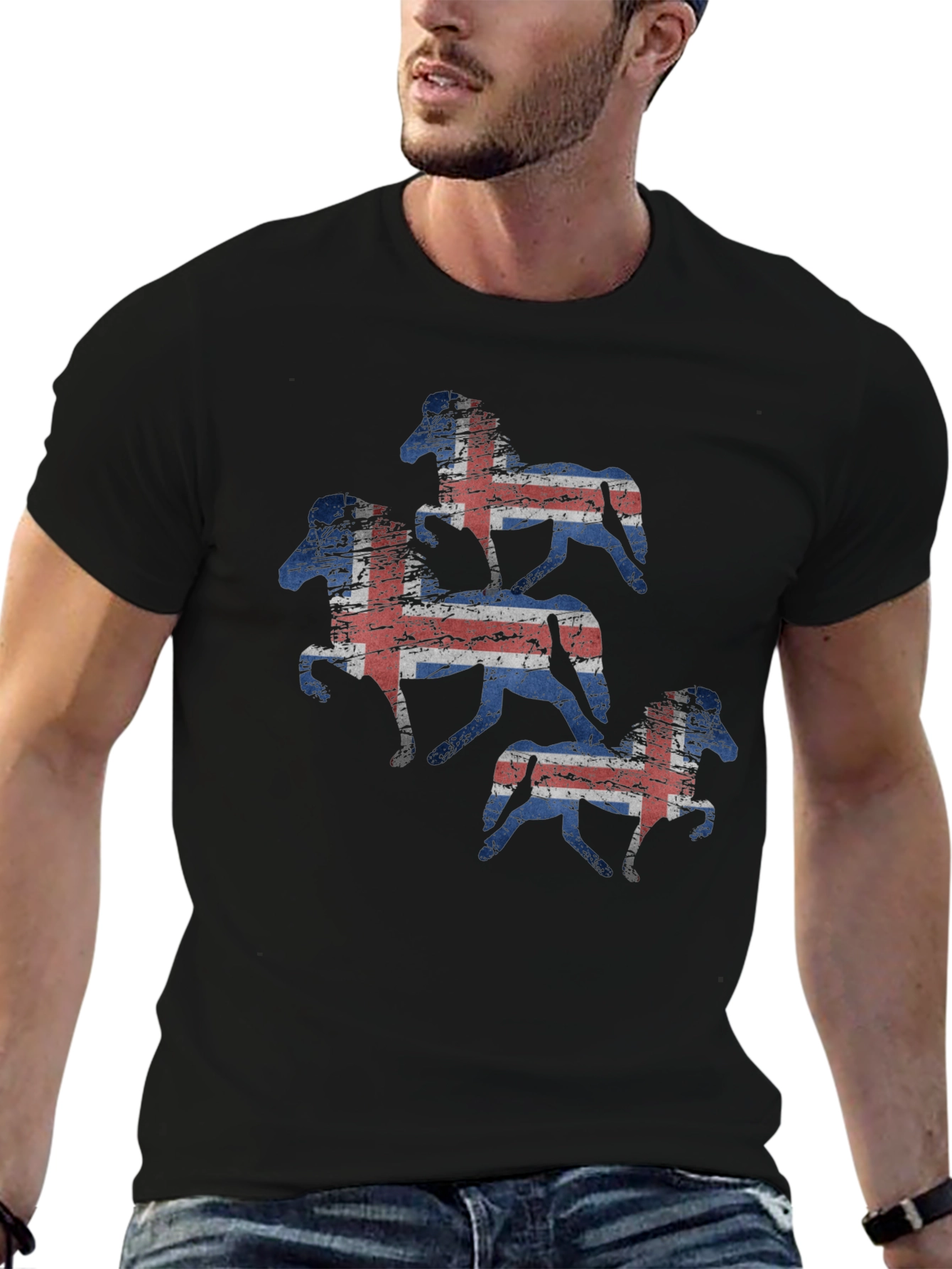 Icelandic Horse Flag T-Shirt - Black