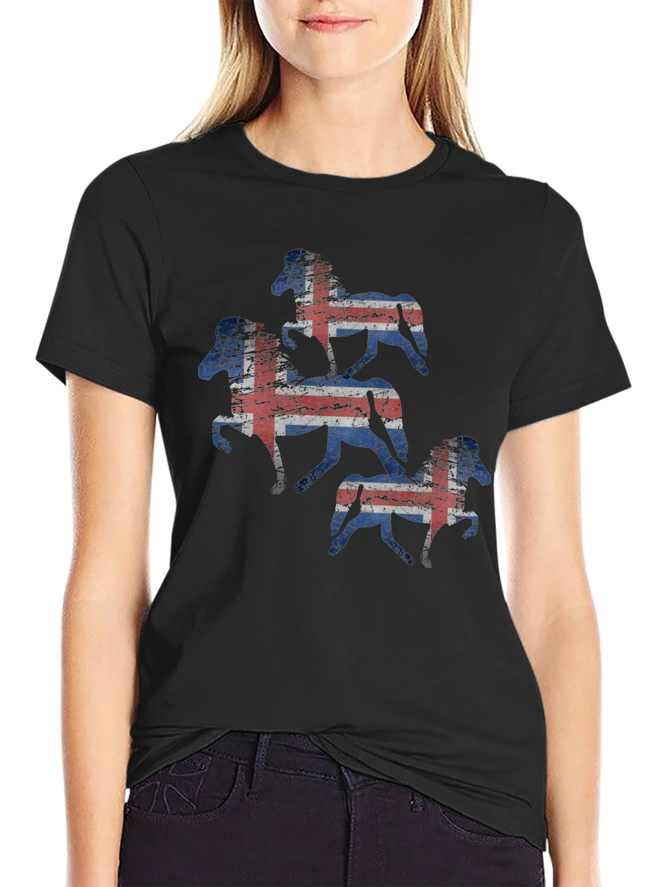 Icelandic Horse Flag T-Shirt - Black