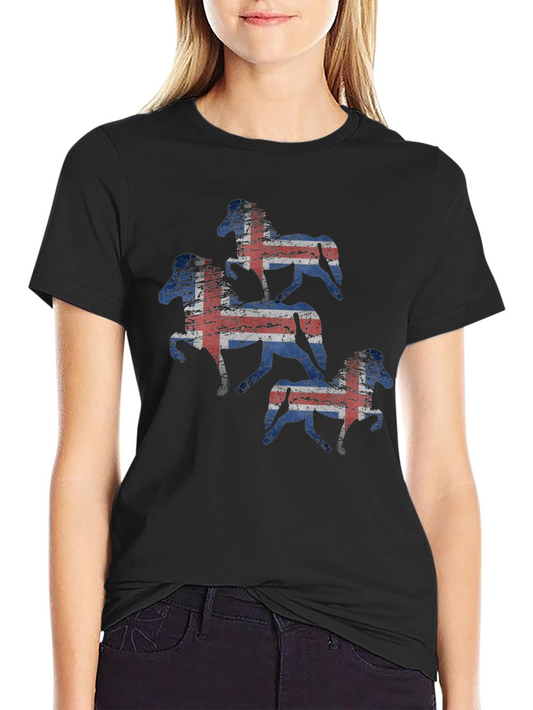 Icelandic Horse Flag T-Shirt - Black