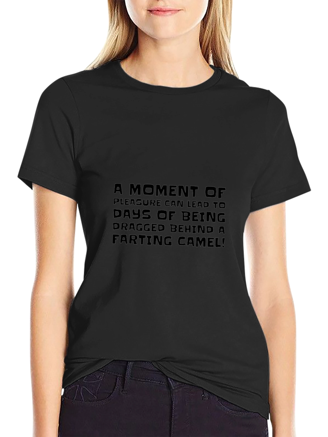 Funny Farting Camel Graphic T-Shirt - Black
