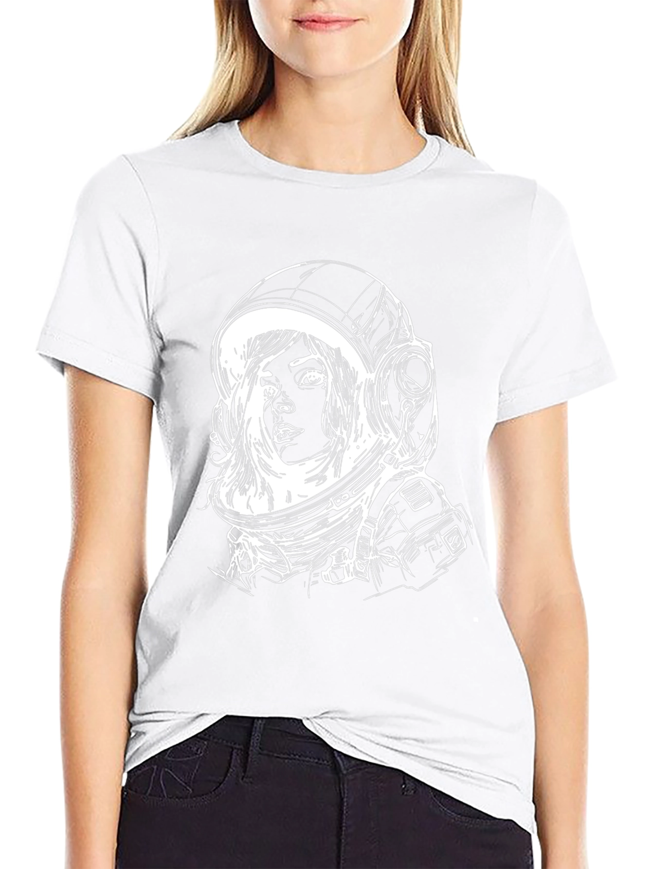Astronaut Girl Graphic Tee - Stylish Black T-Shirt