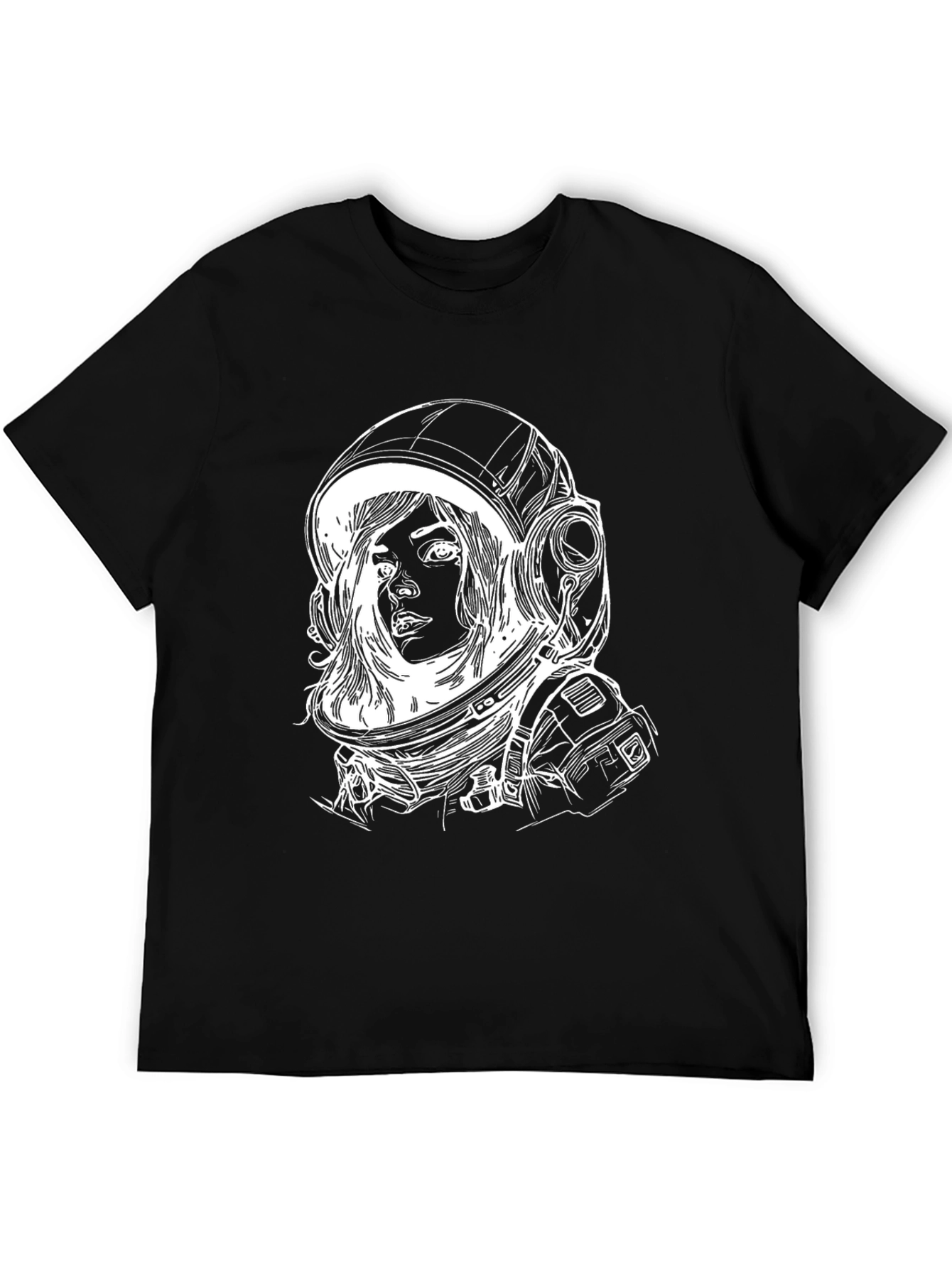 Astronaut Girl Graphic Tee - Stylish Black T-Shirt