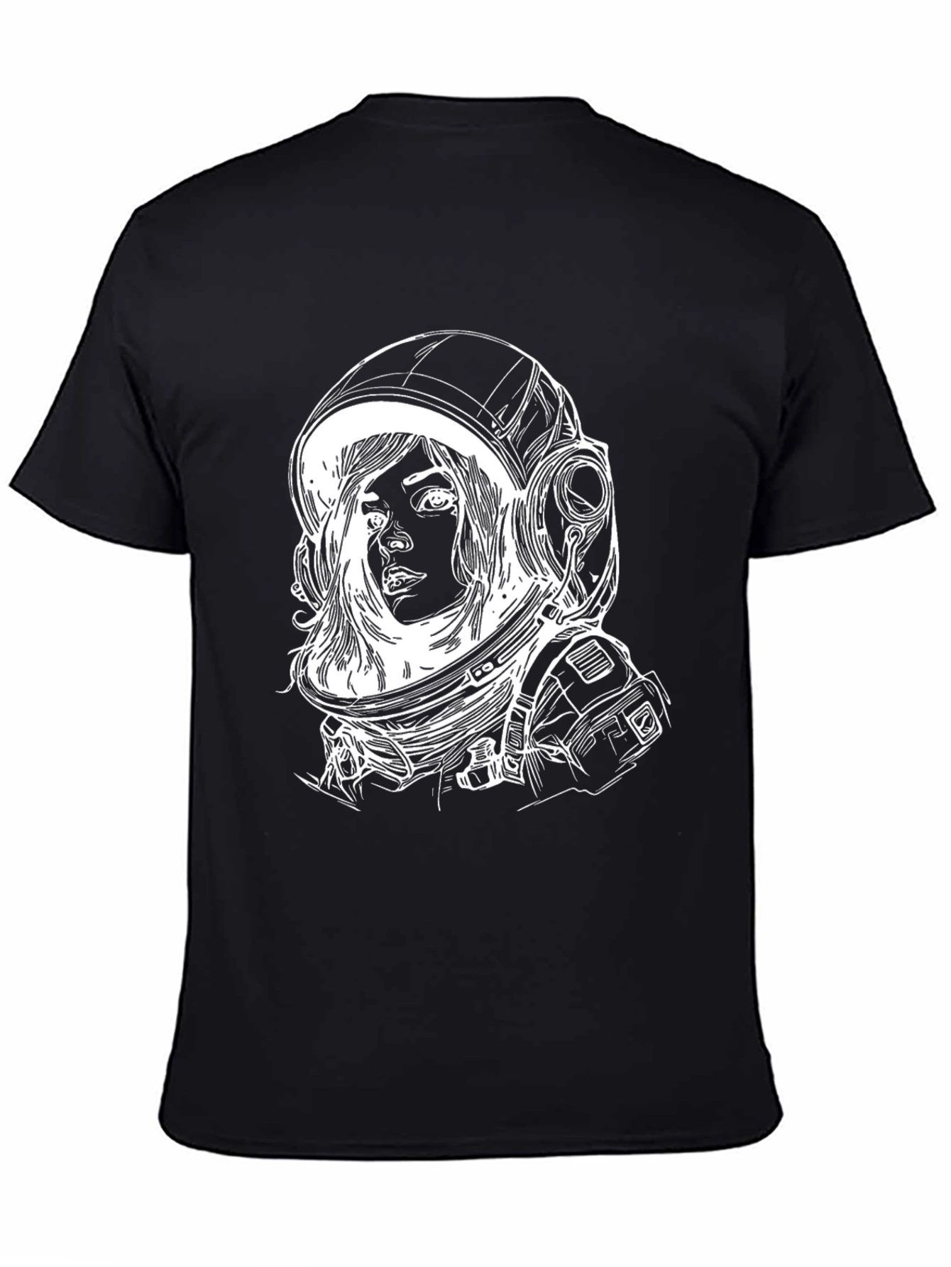 Astronaut Girl Graphic Tee - Stylish Black T-Shirt
