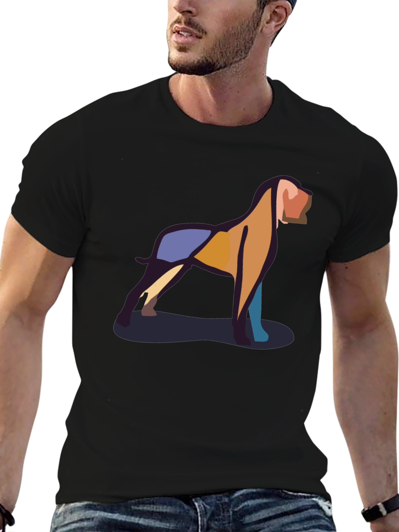 Abstract Geometric Dog T-Shirt – Modern Dog Lover Graphic Tee Gift