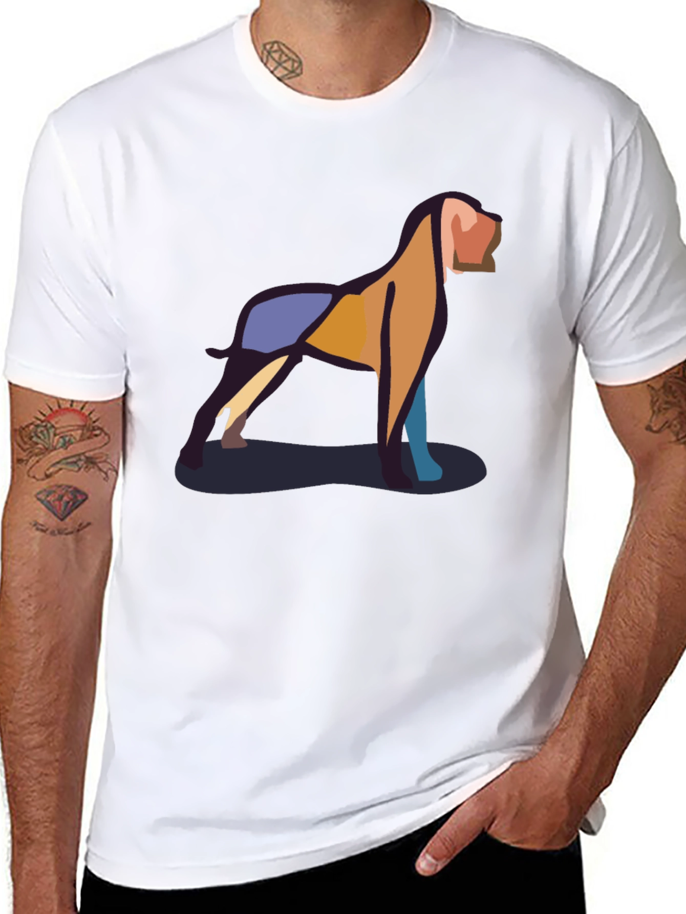 Abstract Geometric Dog T-Shirt – Modern Dog Lover Graphic Tee Gift