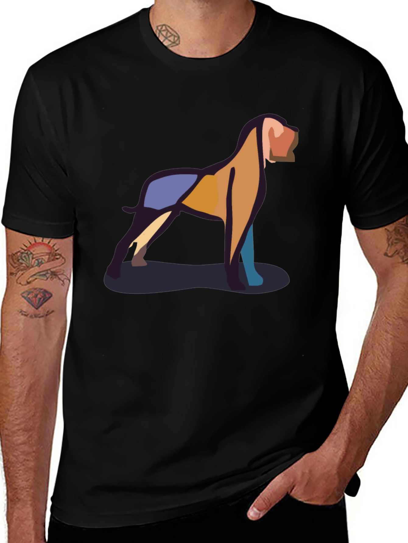 Abstract Geometric Dog T-Shirt – Modern Dog Lover Graphic Tee Gift