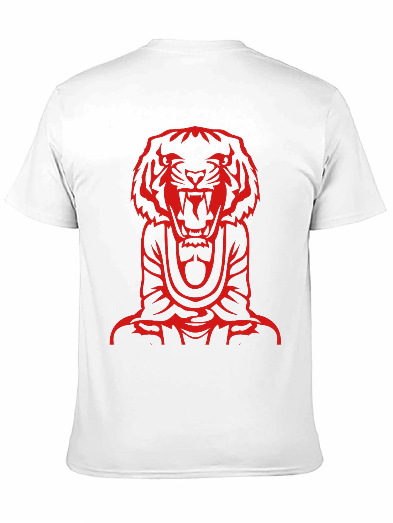 Red Tiger Graphic Print Black T-Shirt