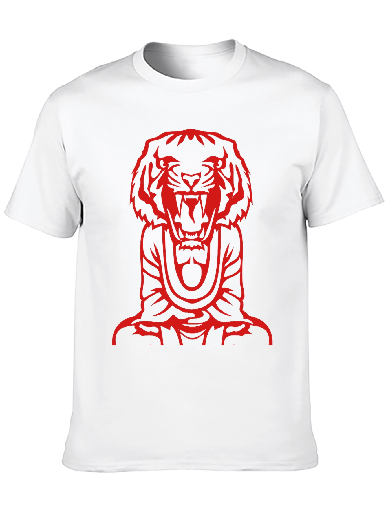 Red Tiger Graphic Print Black T-Shirt