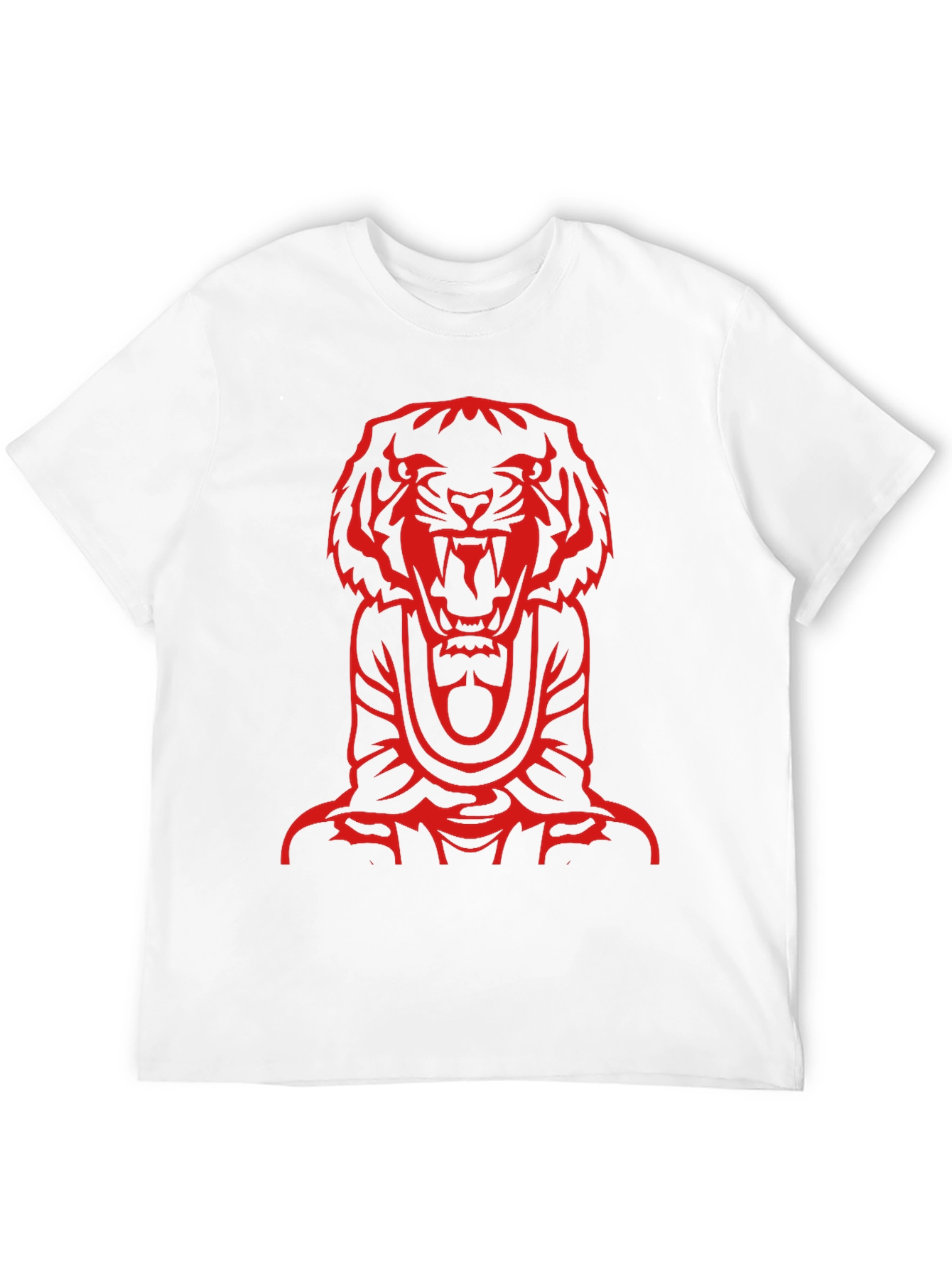 Red Tiger Graphic Print Black T-Shirt