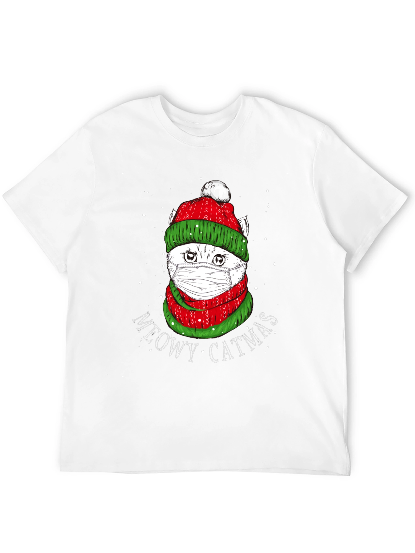 Meowy Catmas T-Shirt - Festive Cat in Mask