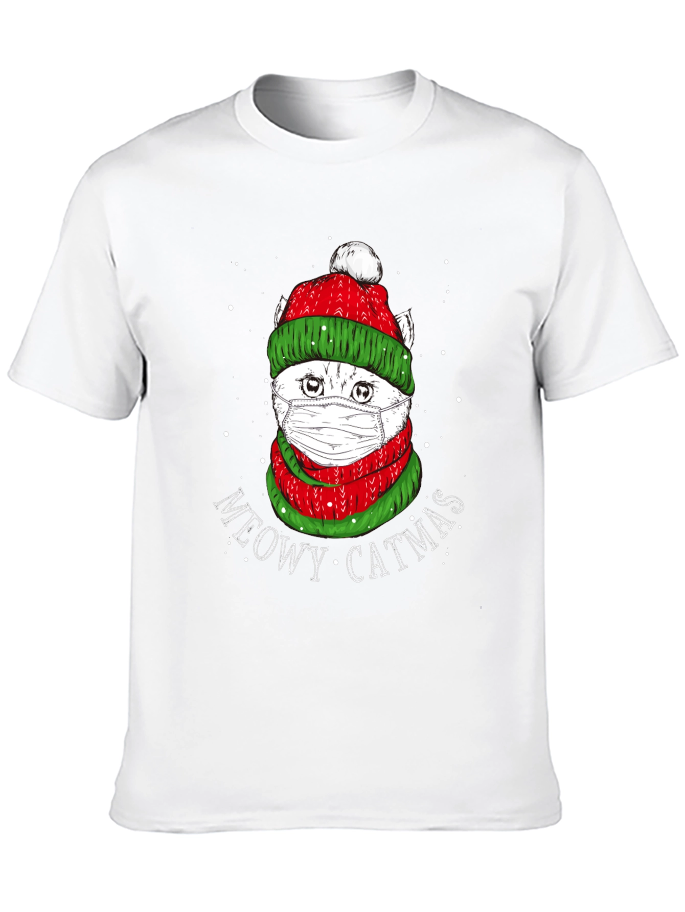 Meowy Catmas T-Shirt - Festive Cat in Mask