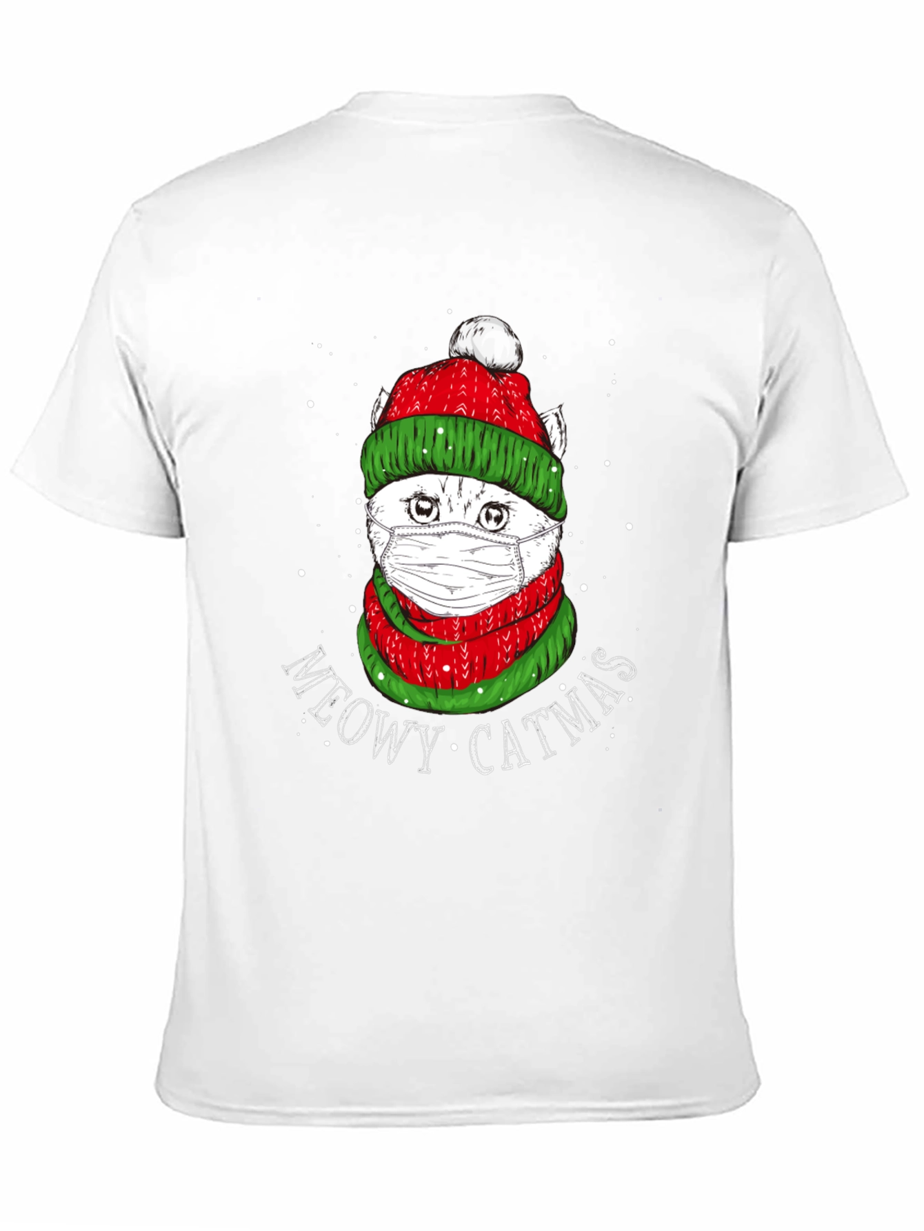 Meowy Catmas T-Shirt - Festive Cat in Mask