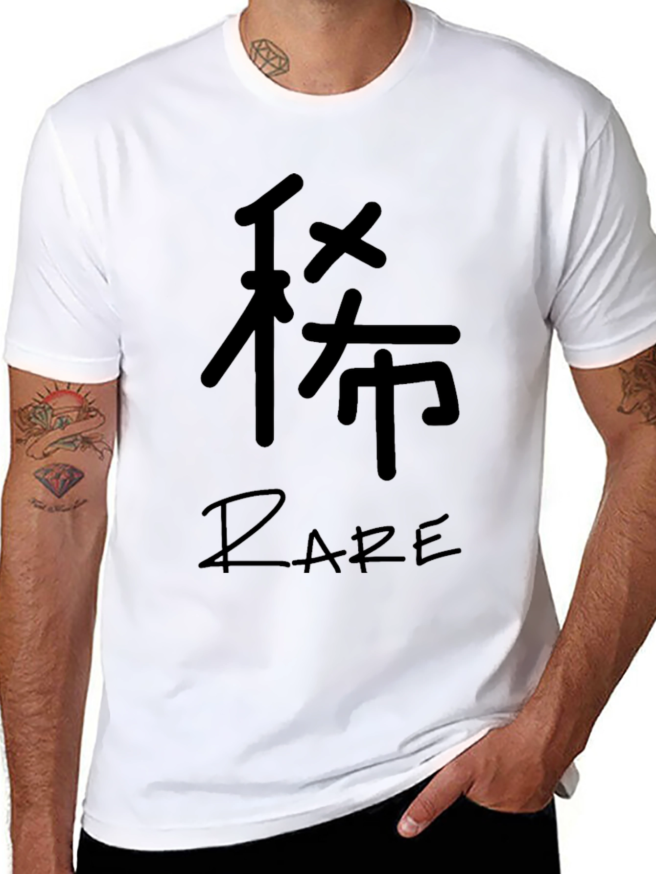 Black T-Shirt with Japanese Character and Rare Print