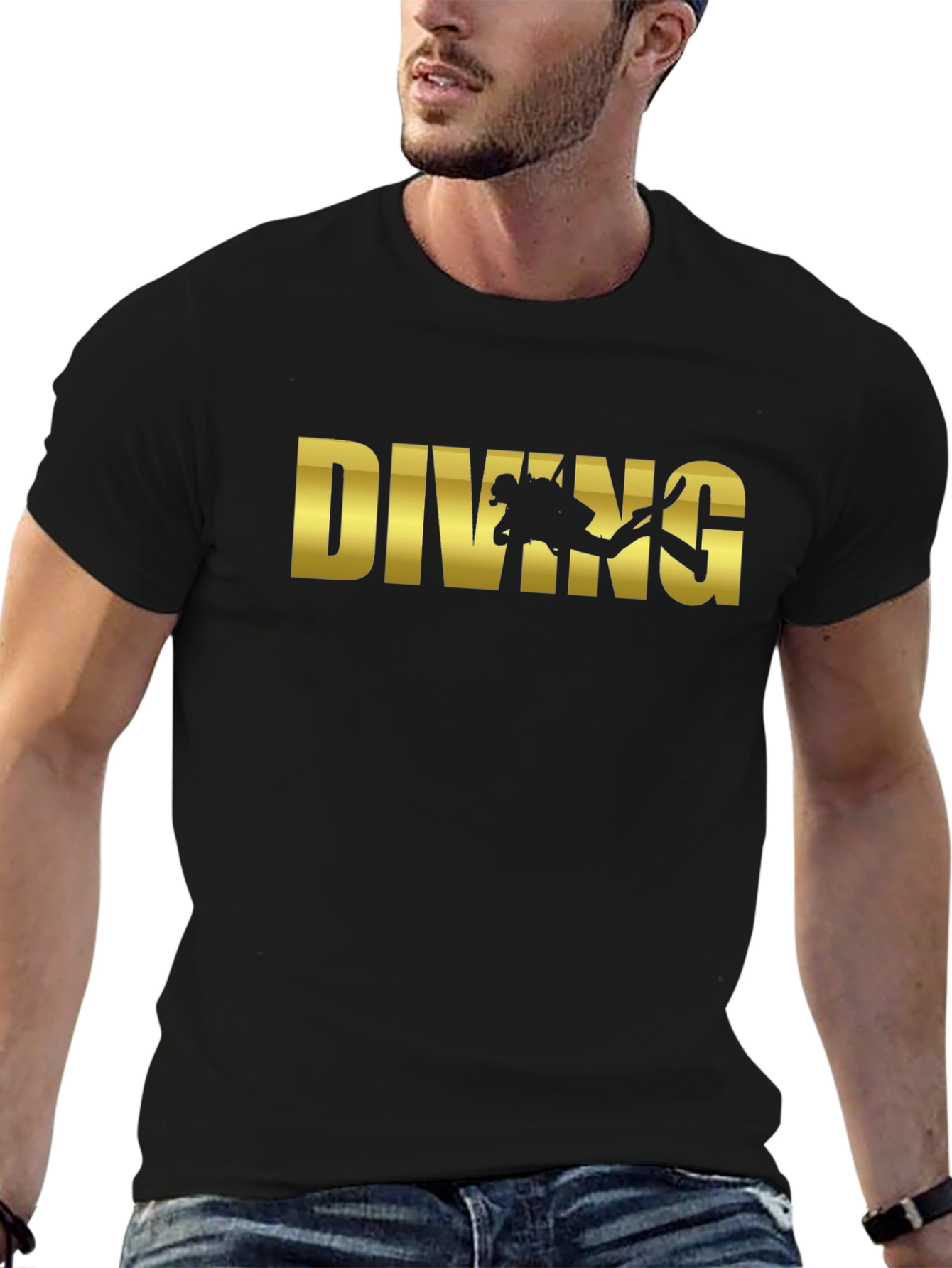 Diving Graphic T-Shirt - Black