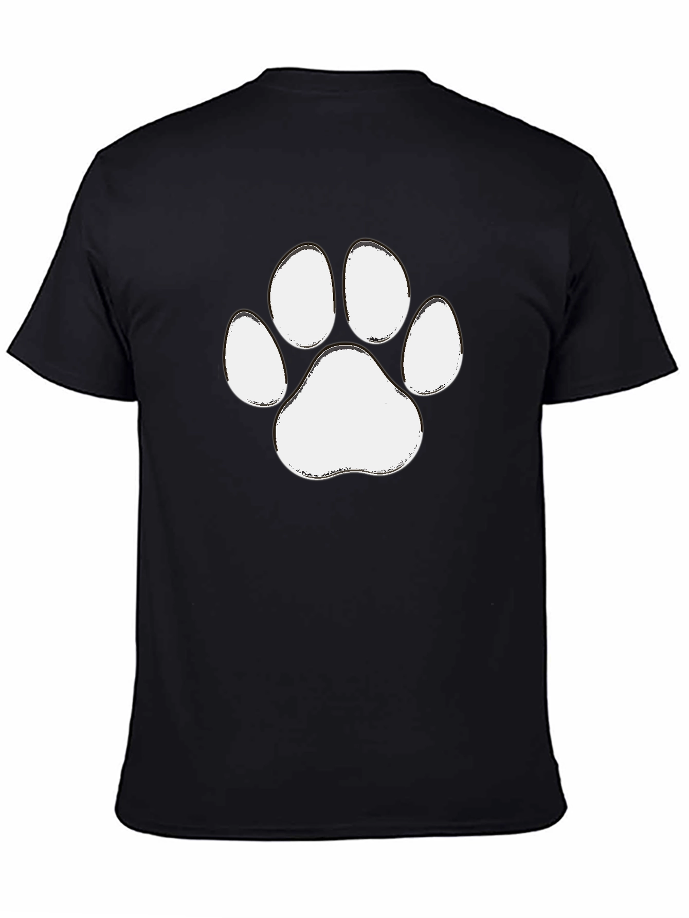 Paw Print Graphic Tee - Casual Black T-Shirt