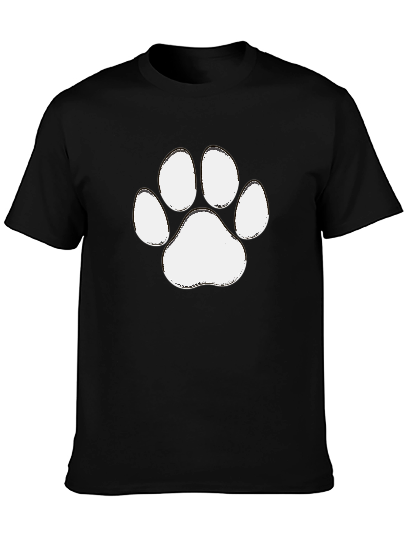 Paw Print Graphic Tee - Casual Black T-Shirt