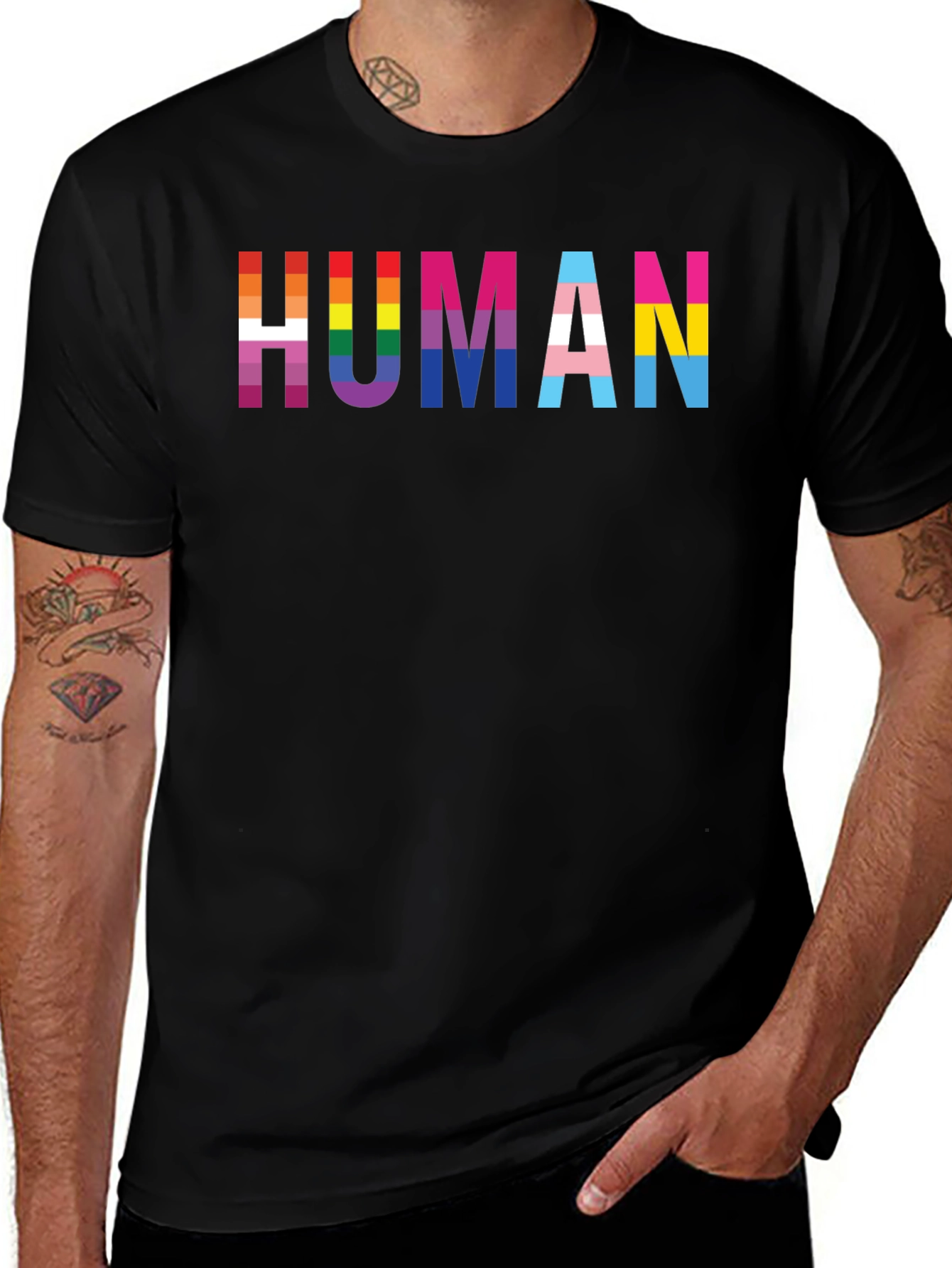 Pride Human T-Shirt - LGBTQ+ Rainbow Design
