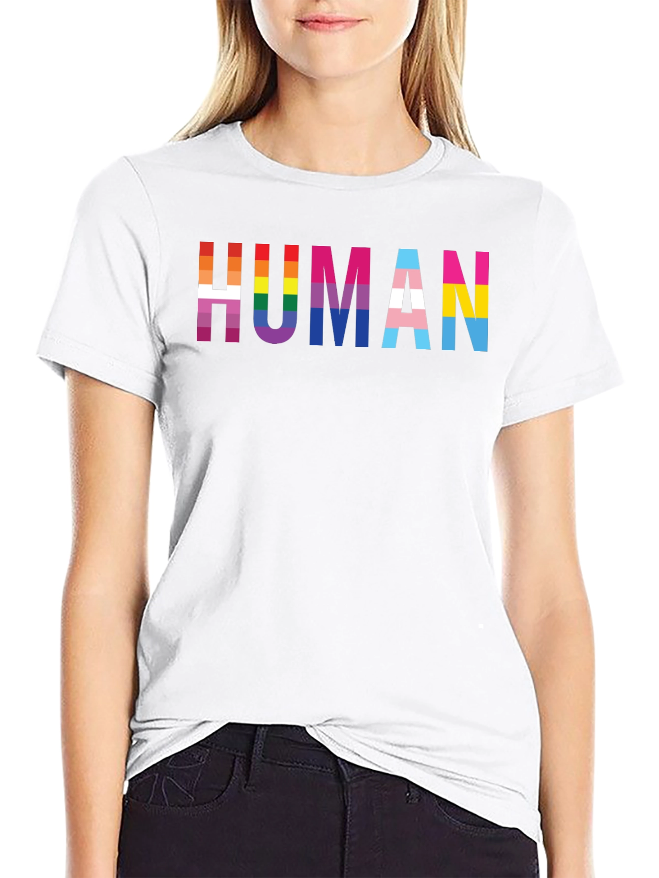 Pride Human T-Shirt - LGBTQ+ Rainbow Design