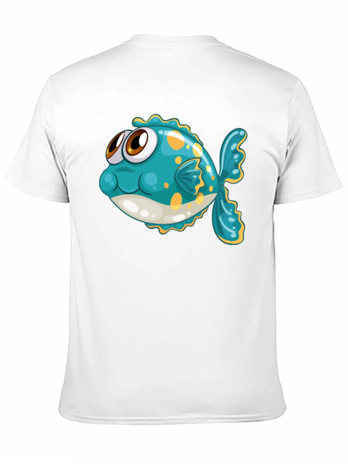 Cartoon Fish Graphic Tee - Black Cotton T-Shirt
