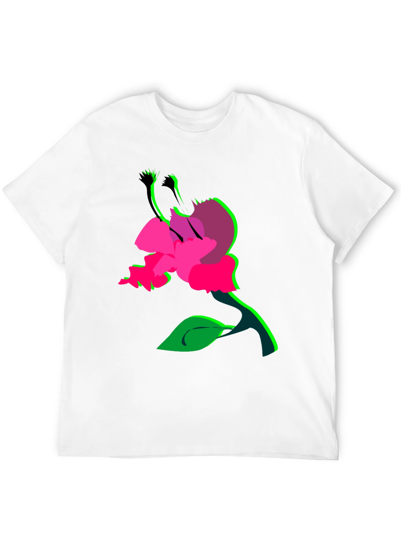 Surreal Flower Graphic T-Shirt - Bold Black Tee
