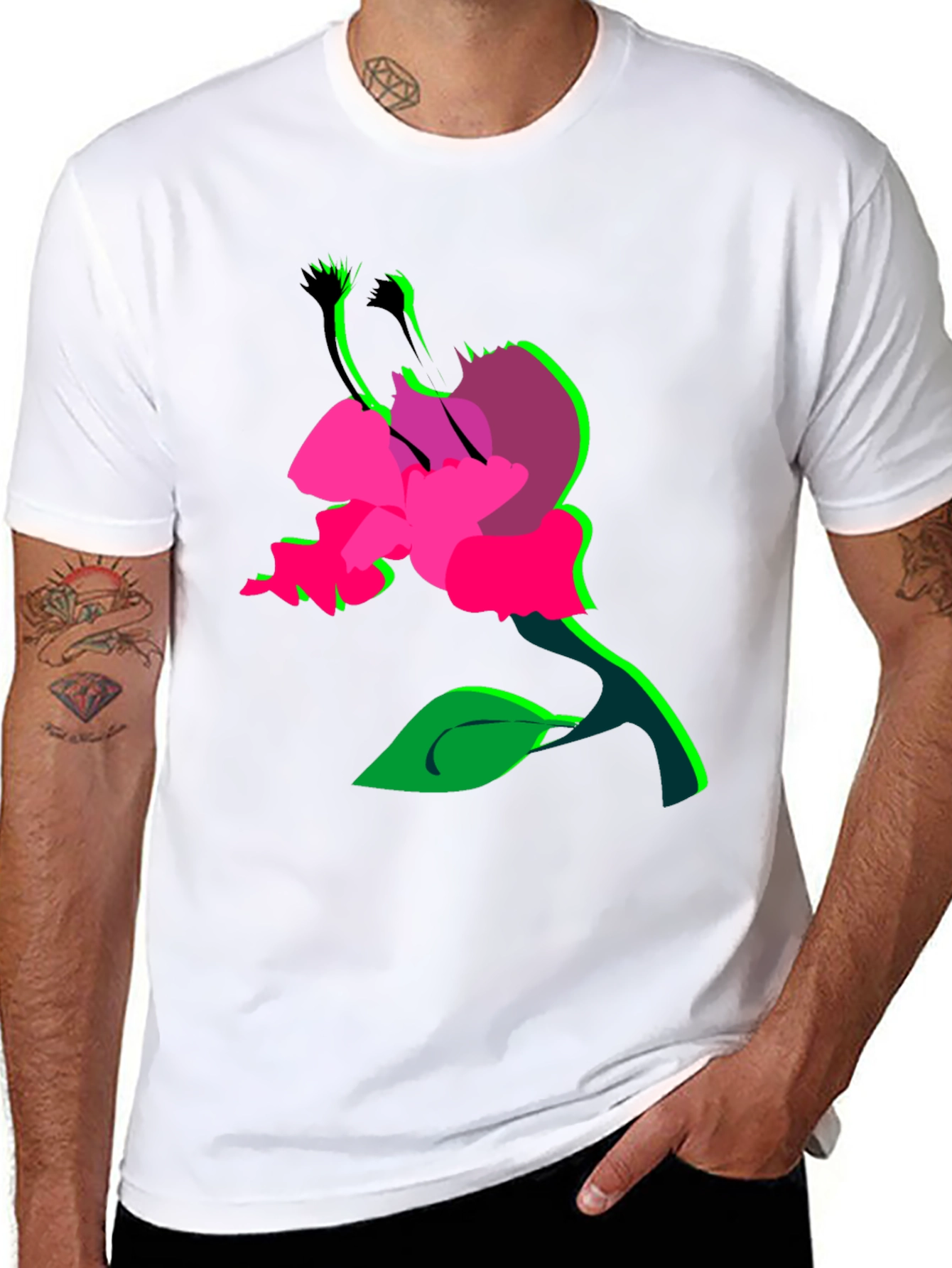 Surreal Flower Graphic T-Shirt - Bold Black Tee