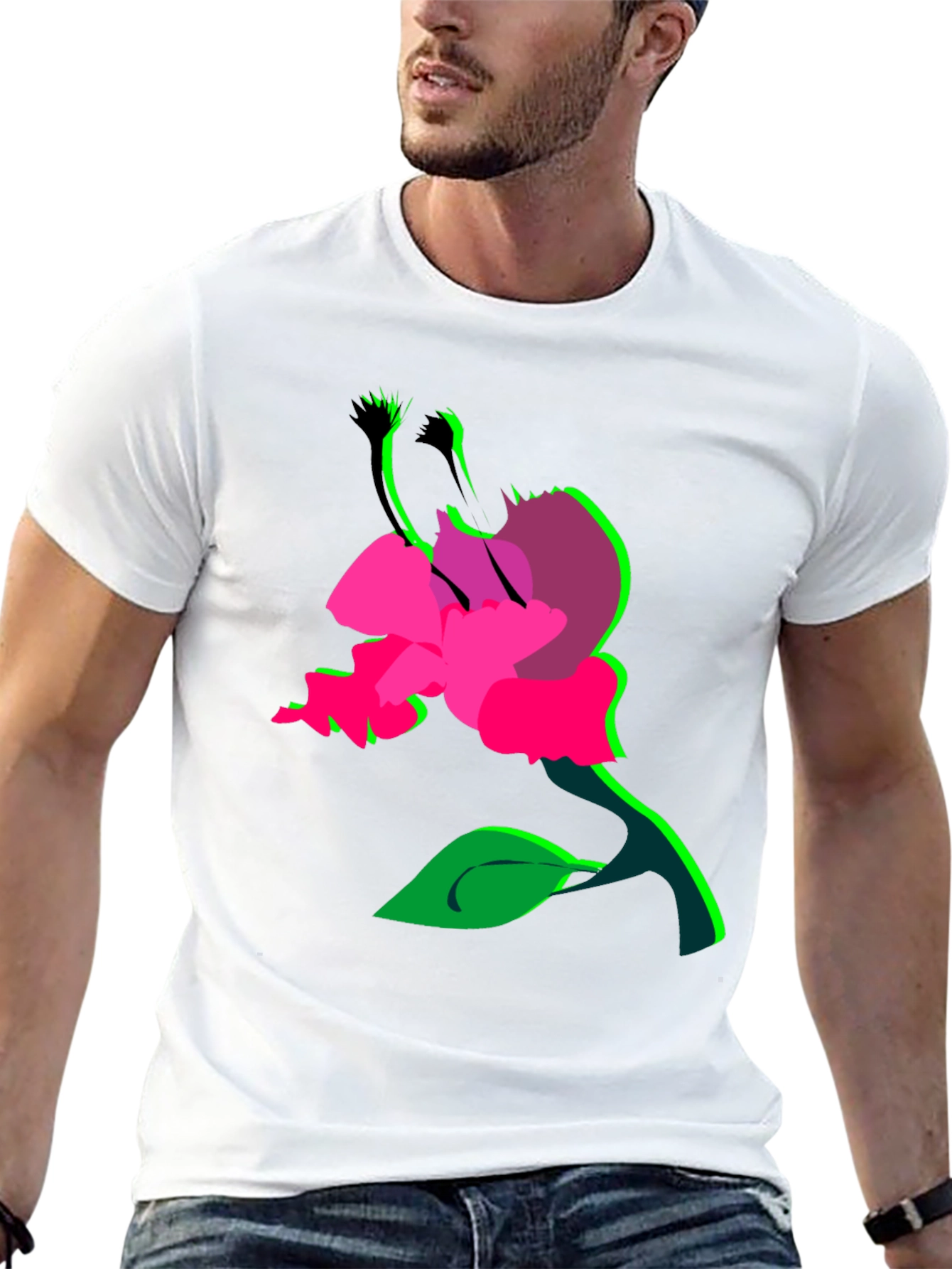Surreal Flower Graphic T-Shirt - Bold Black Tee