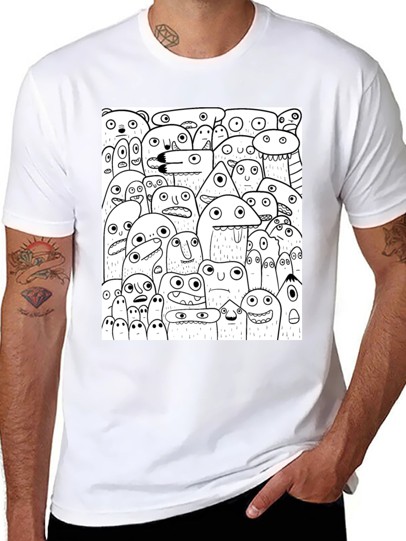 Monster Doodle Graphic Black T-Shirt