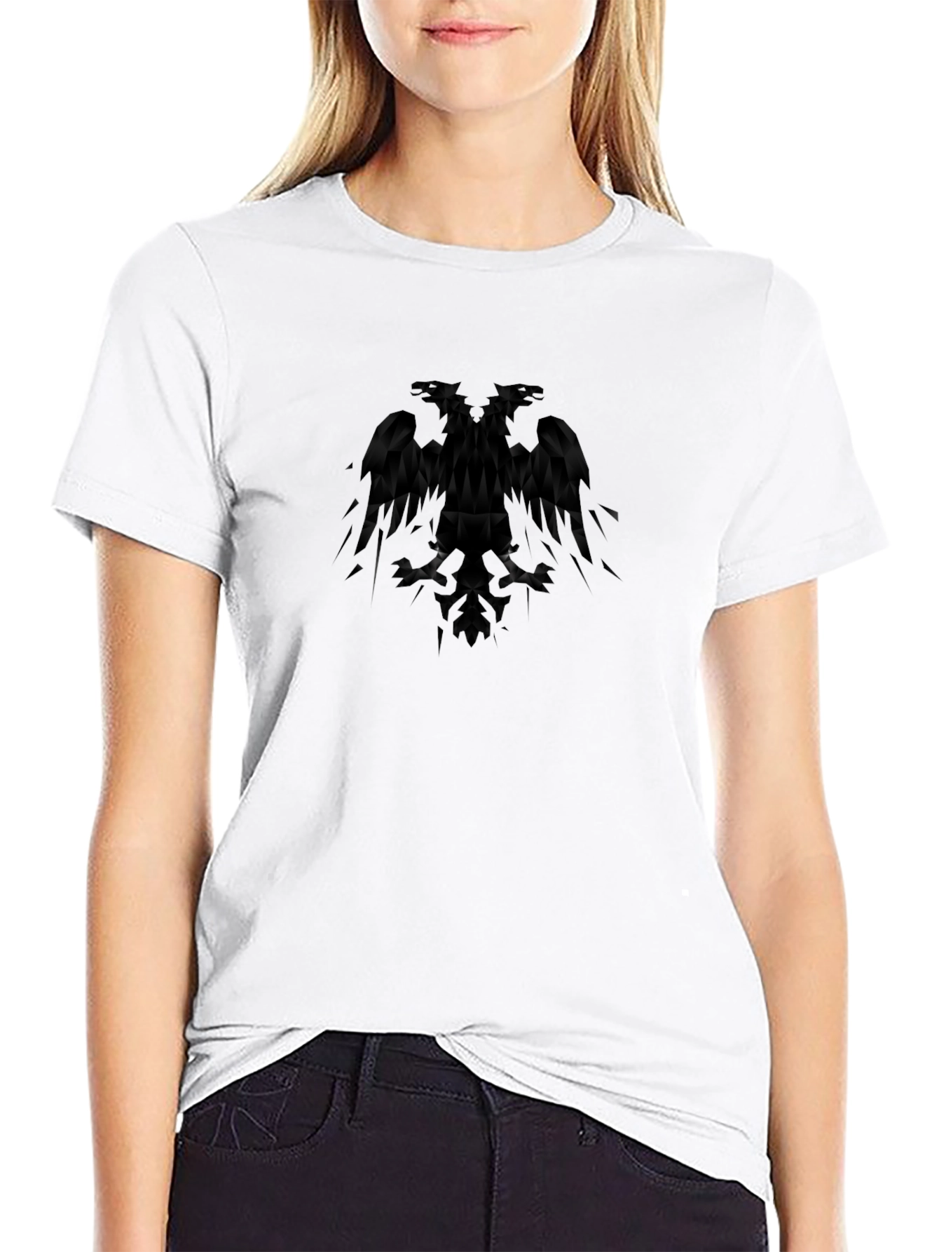 Geometric Eagle Graphic Black T-Shirt