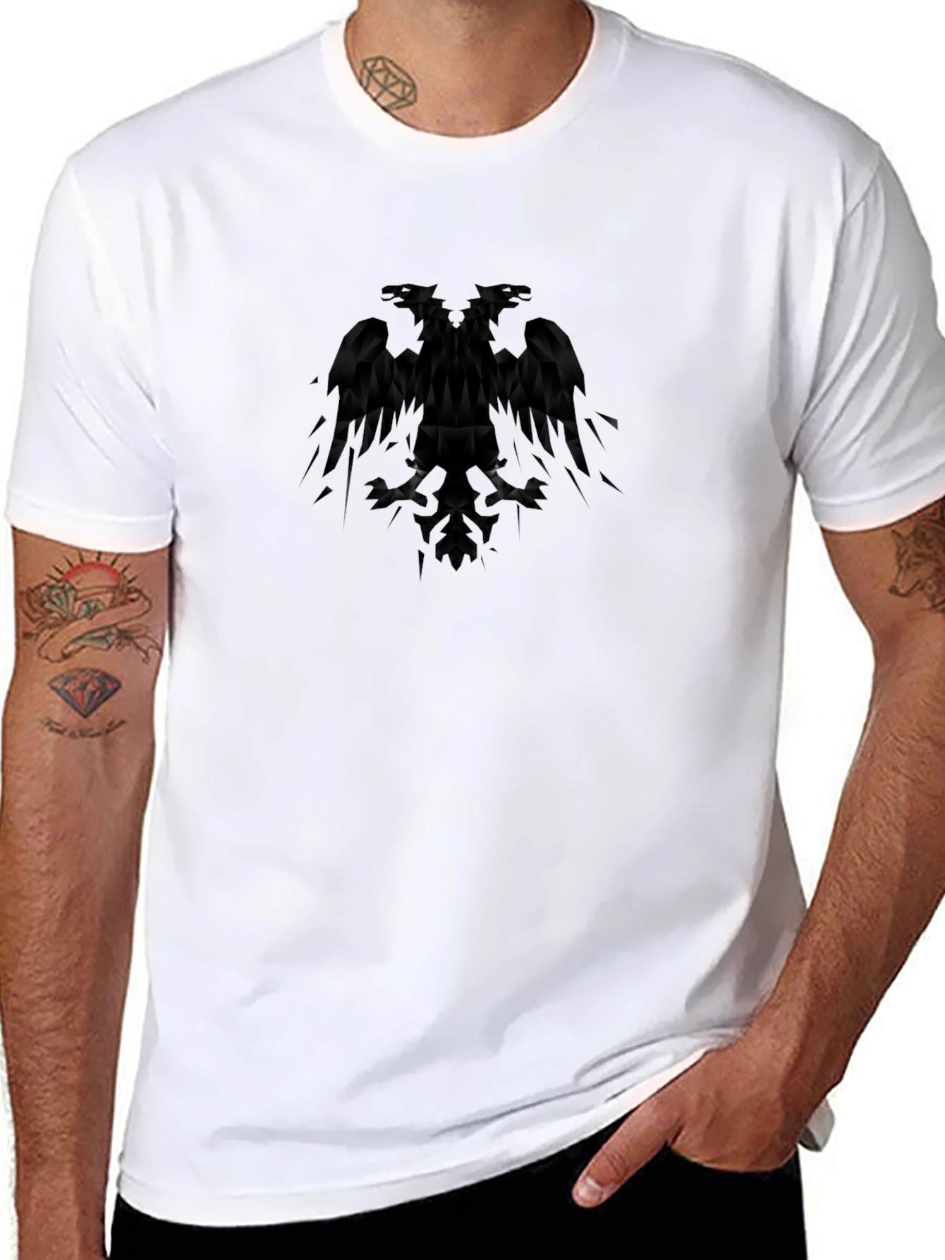 Geometric Eagle Graphic Black T-Shirt