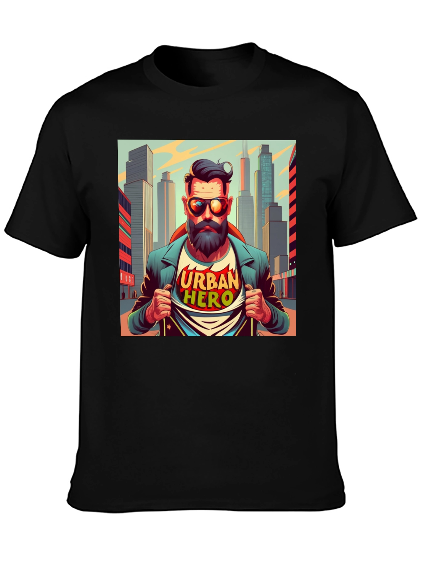 Urban Hero Graphic T-Shirt - Mens Black Tee