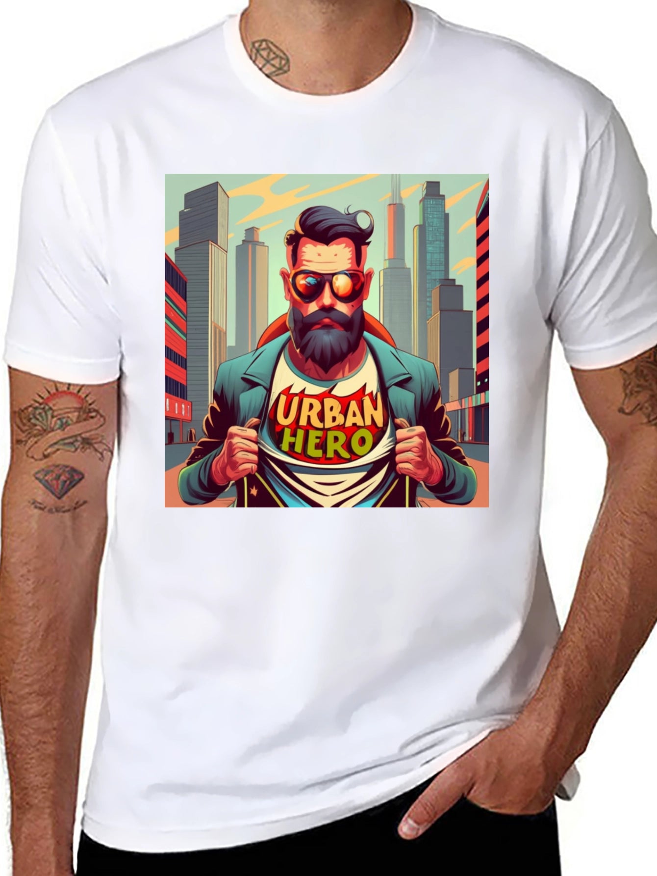 Urban Hero Graphic T-Shirt - Mens Black Tee