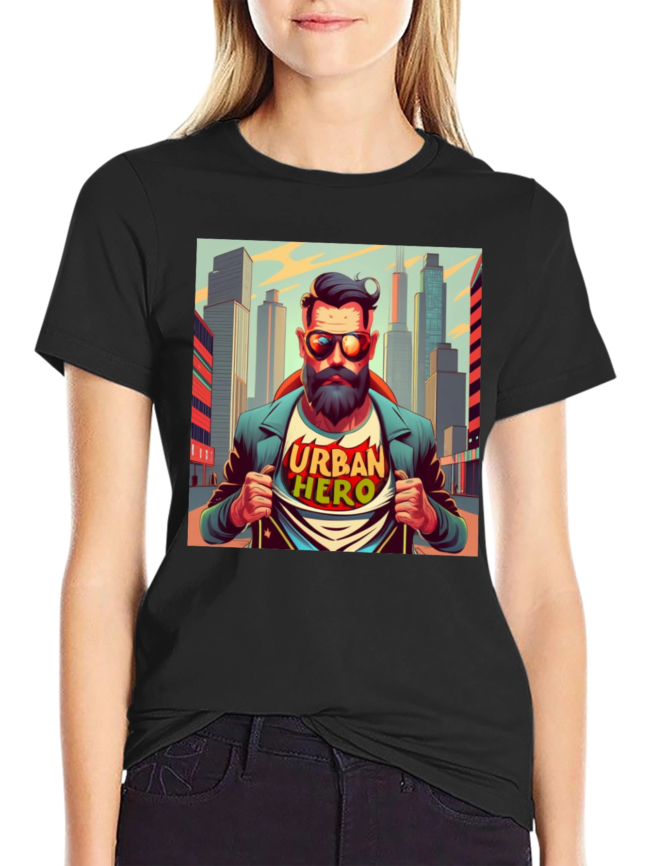 Urban Hero Graphic T-Shirt - Mens Black Tee