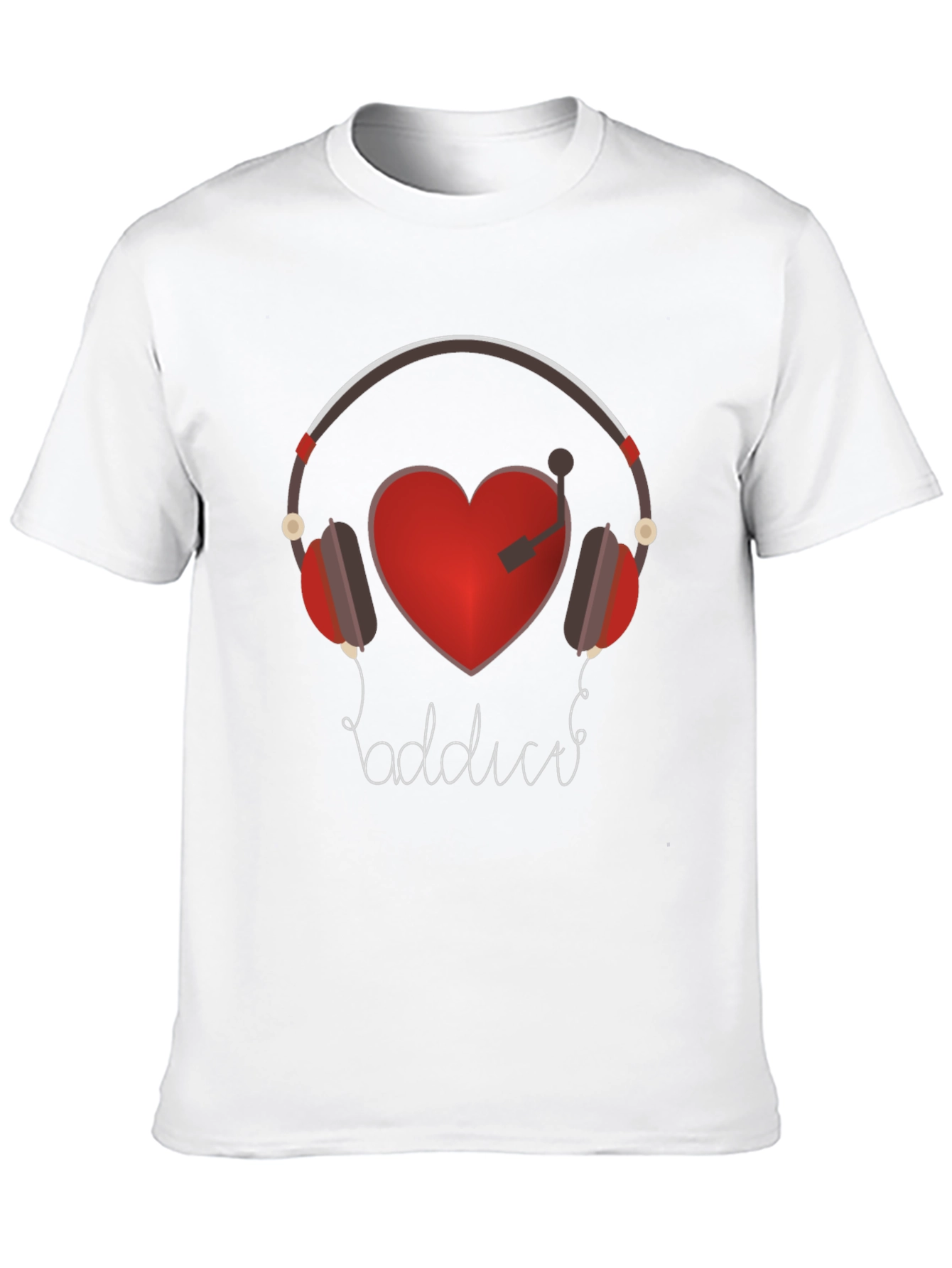 Music Lover Graphic Tee - Heart Headphones Design