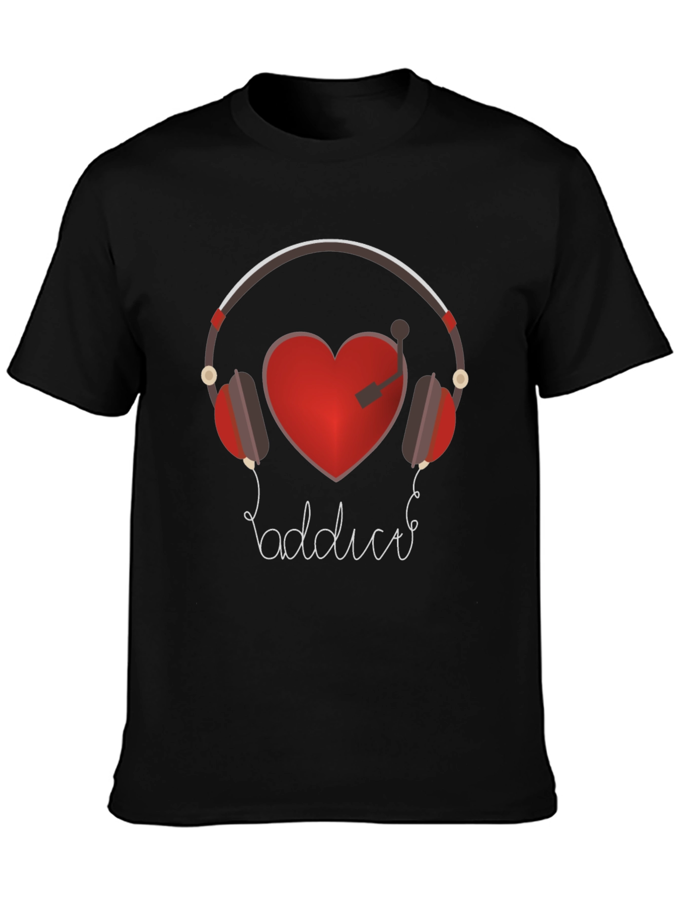 Music Lover Graphic Tee - Heart Headphones Design