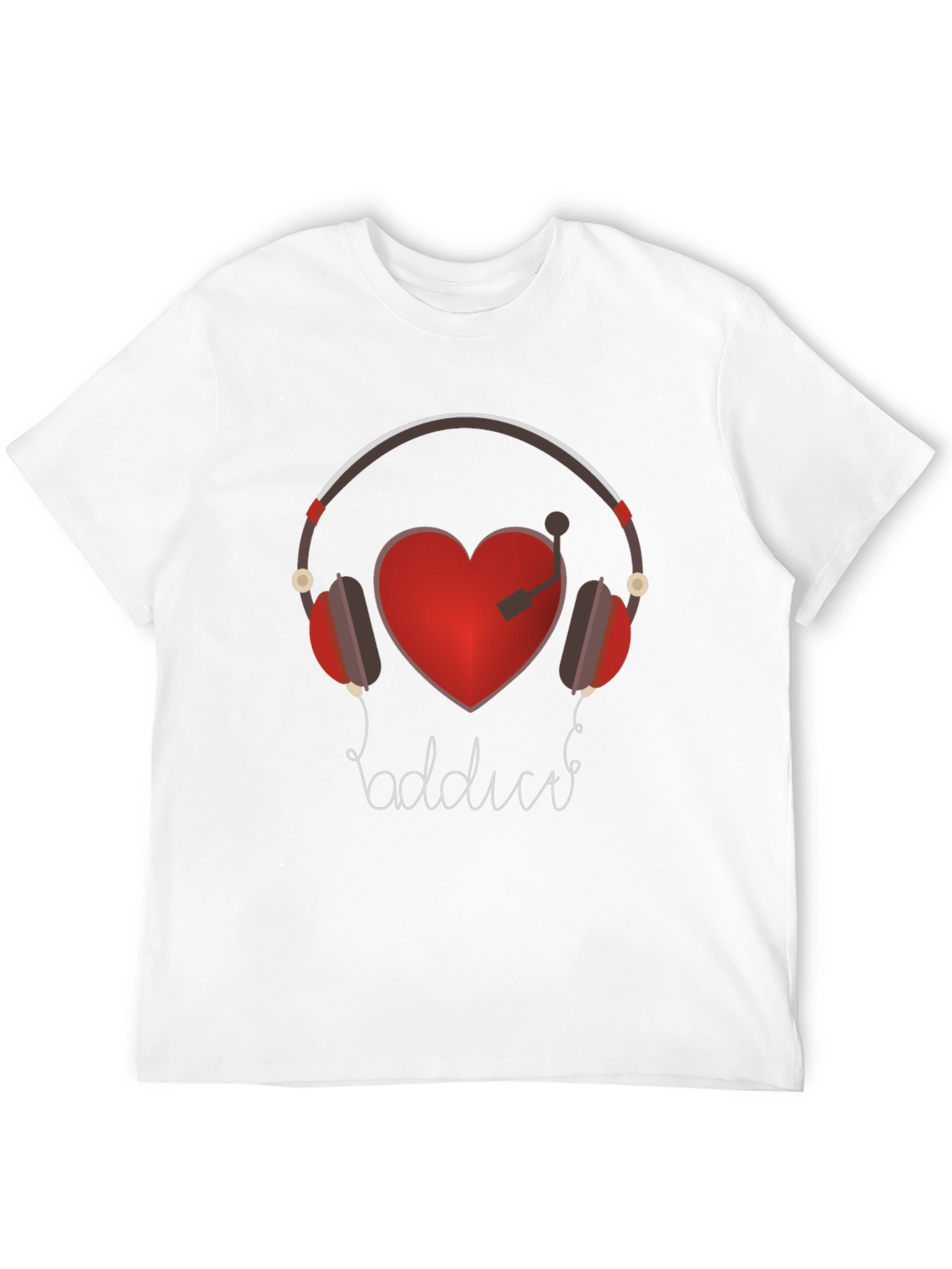 Music Lover Graphic Tee - Heart Headphones Design