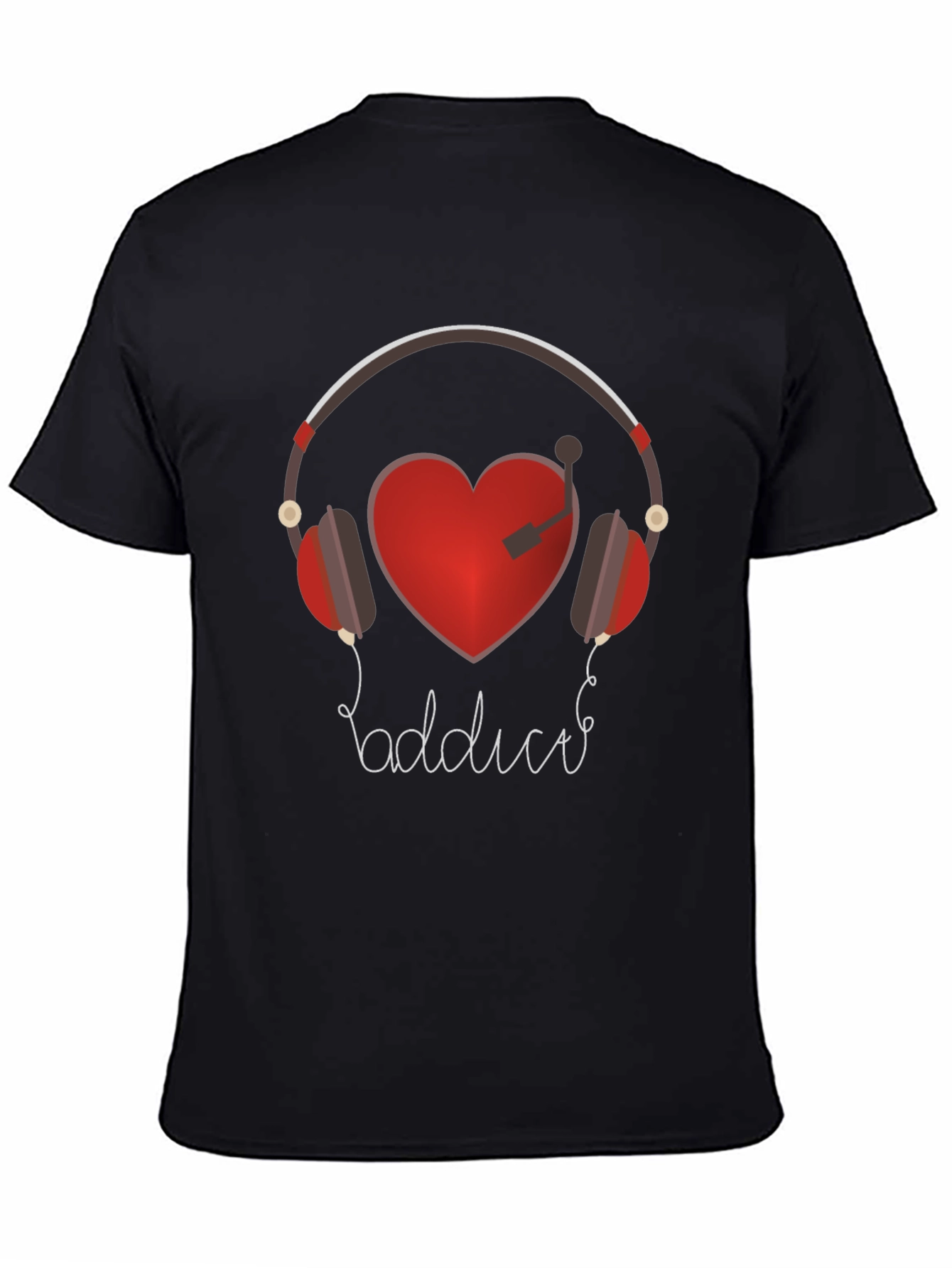 Music Lover Graphic Tee - Heart Headphones Design