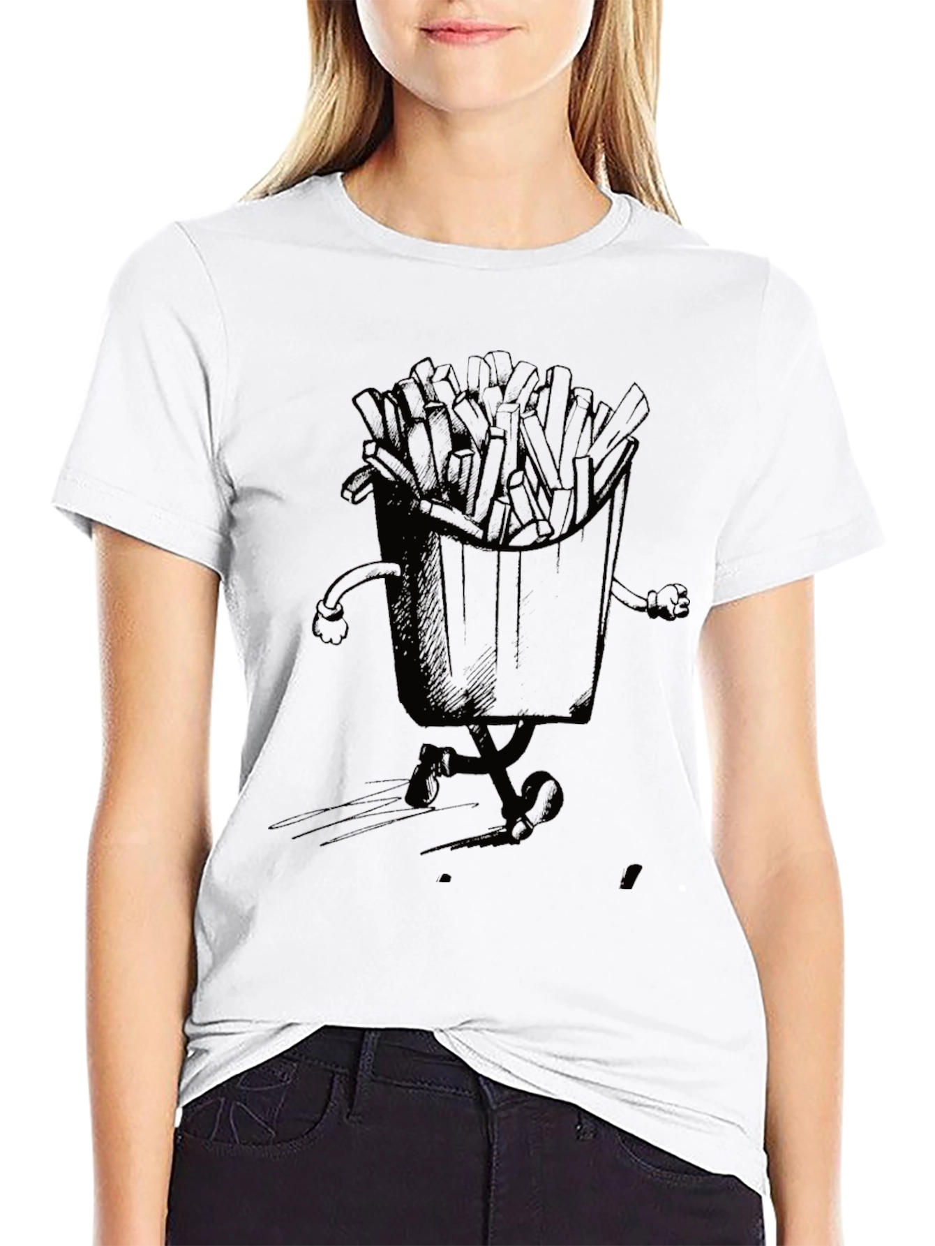Running Fries Graphic T-Shirt - Black