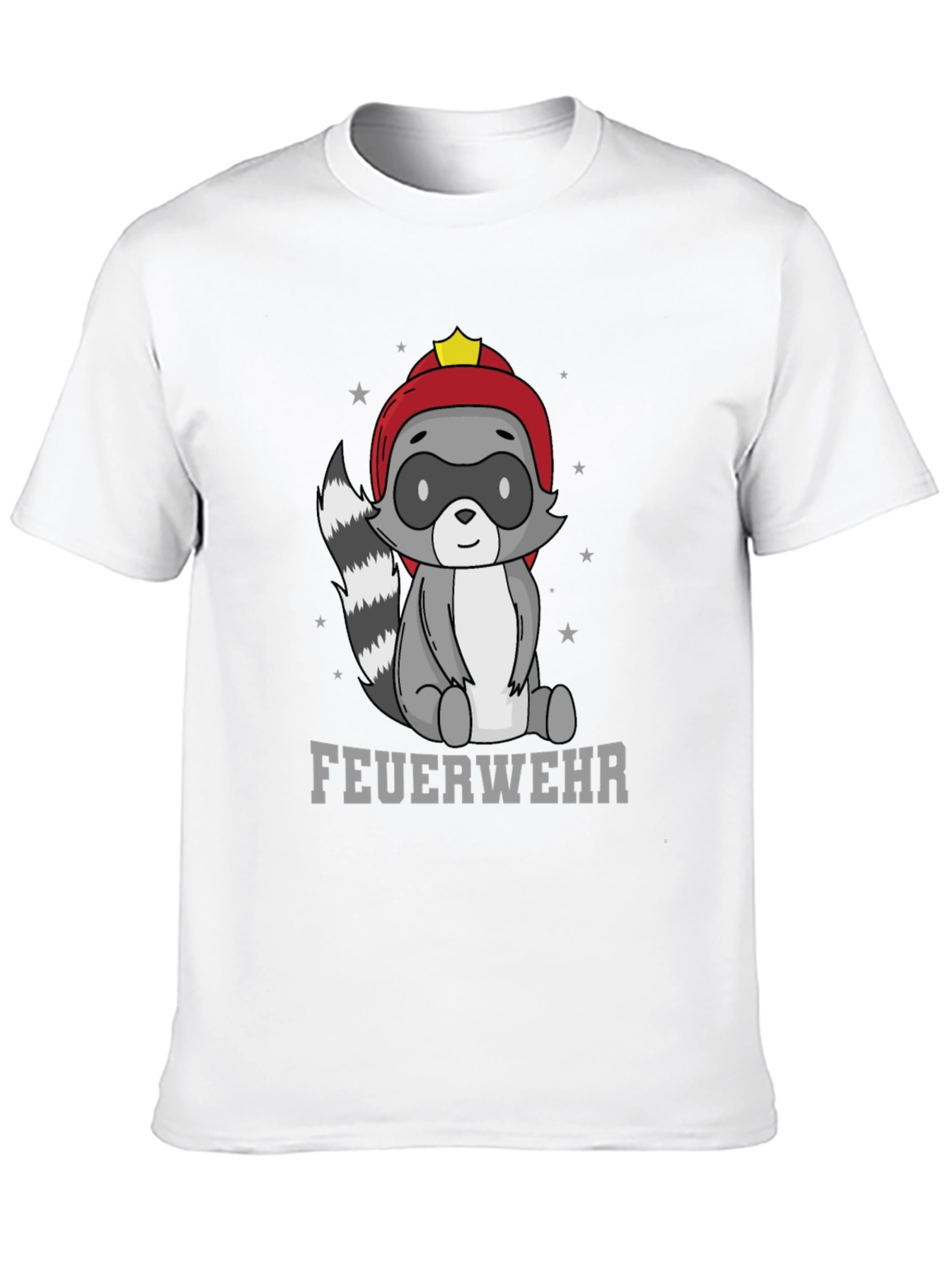 Firefighter Raccoon T-Shirt - Cute Cartoon Design