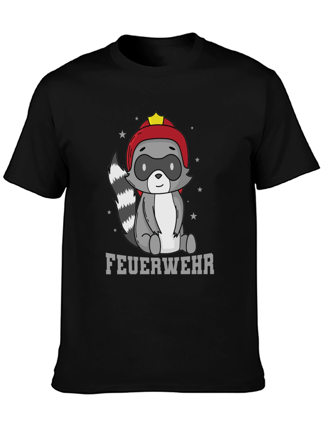 Firefighter Raccoon T-Shirt - Cute Cartoon Design