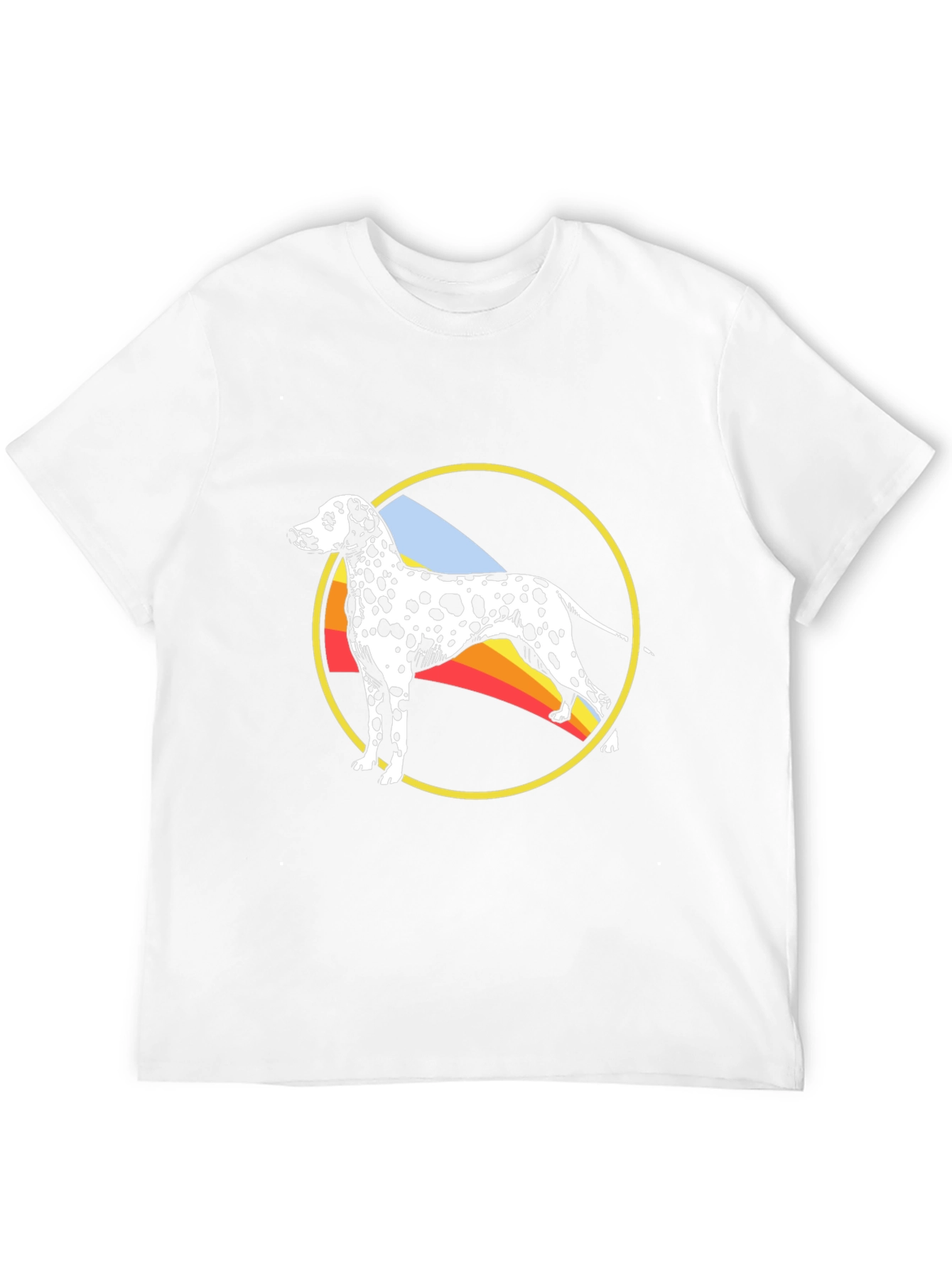 Dalmatian Dog Rainbow Circle Graphic Black T-Shirt