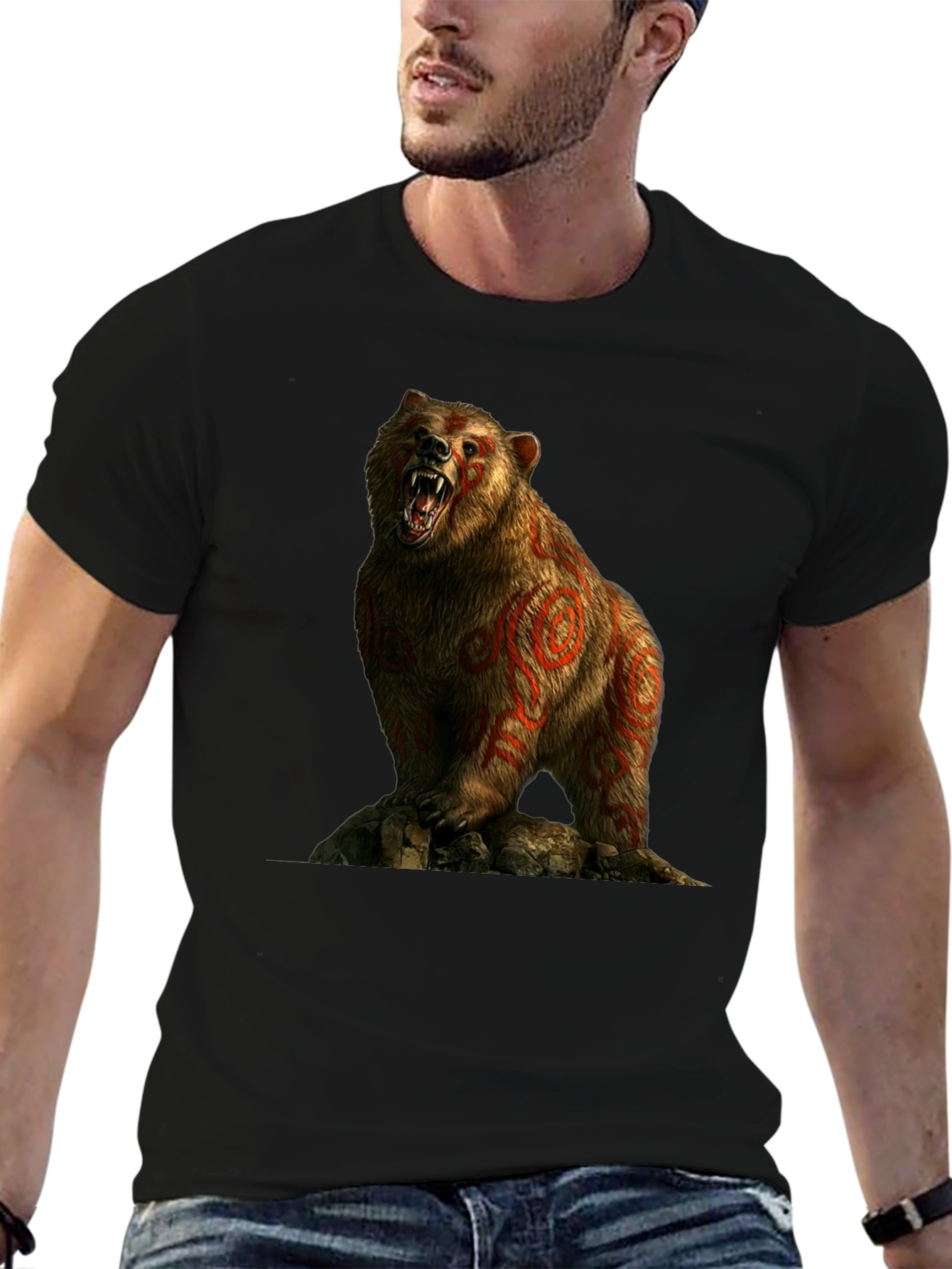 Bear Graphic T-Shirt - Mens Black Tee