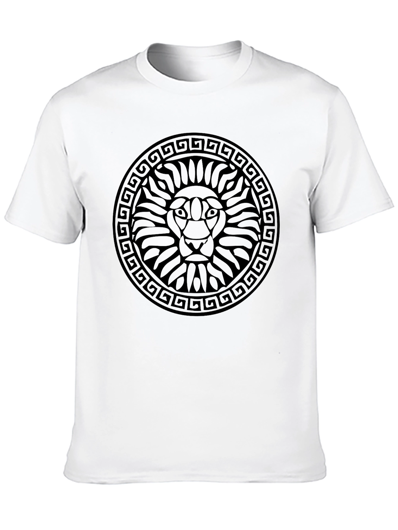 Lion Head Graphic Print Black T-Shirt