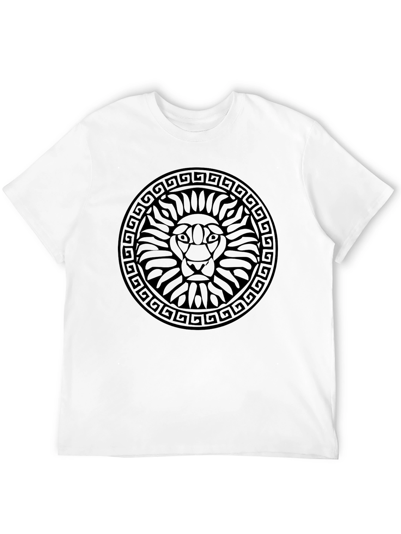 Lion Head Graphic Print Black T-Shirt