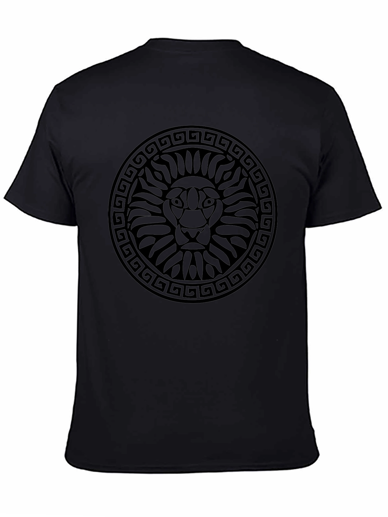Lion Head Graphic Print Black T-Shirt