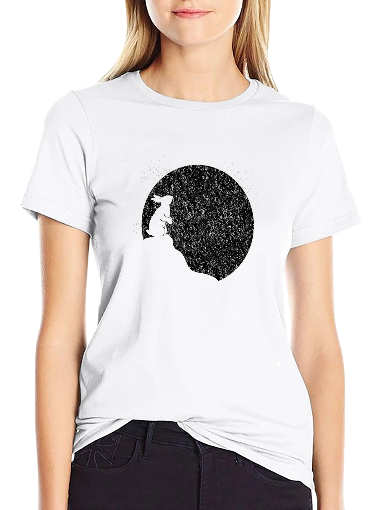 Black Rabbit Moon Graphic T-Shirt