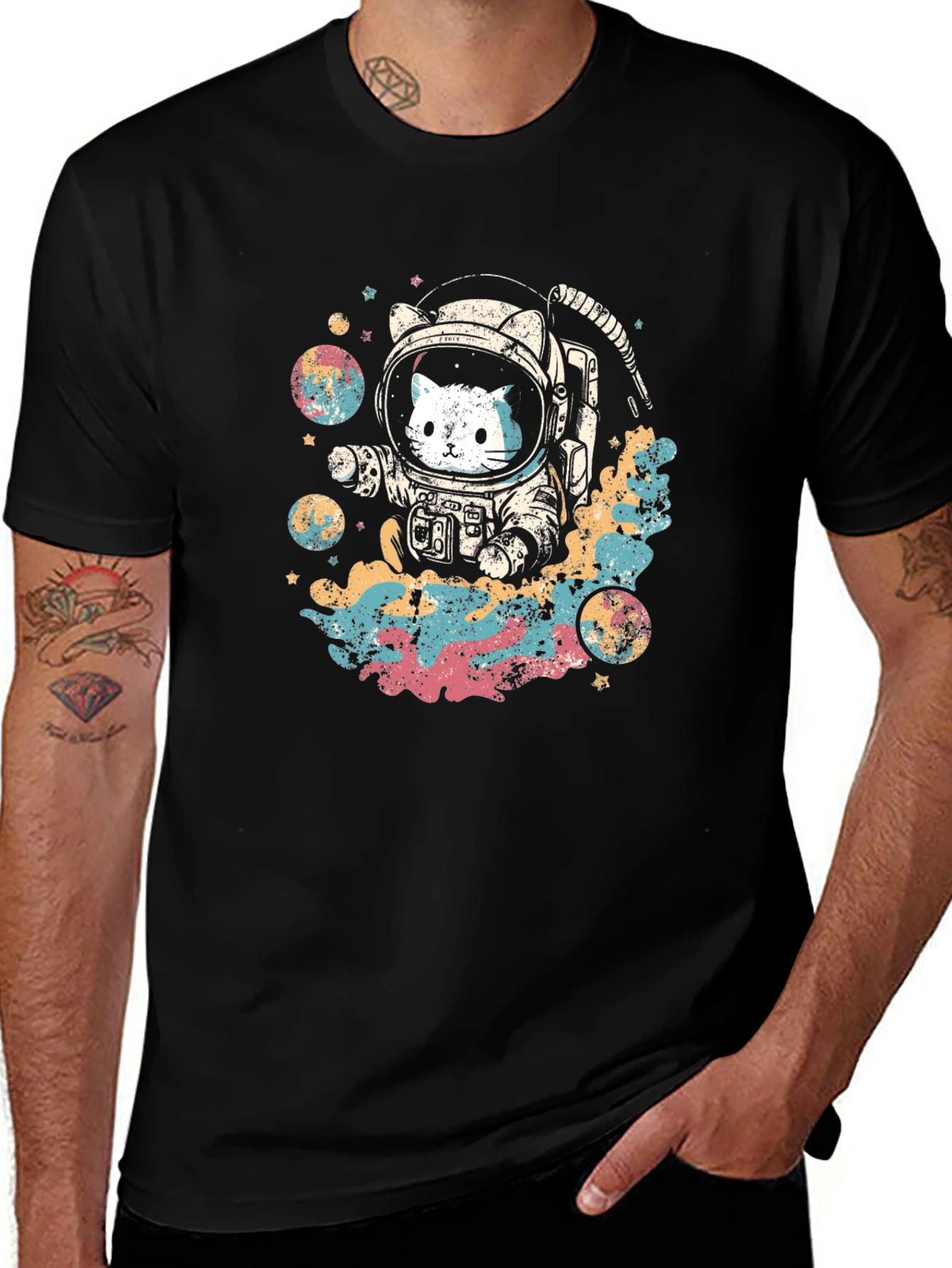 Astronaut Cat Graphic T-Shirt