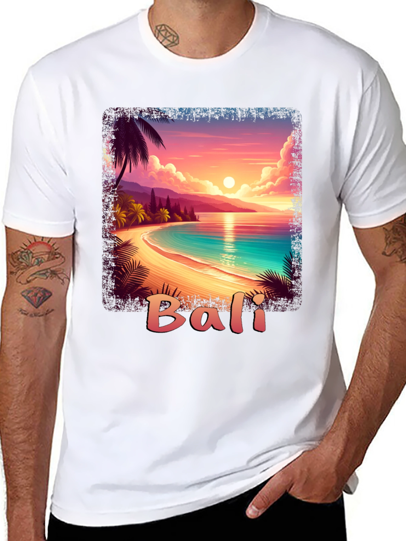 Bali Sunset Graphic Tee - Tropical Beach Vibe